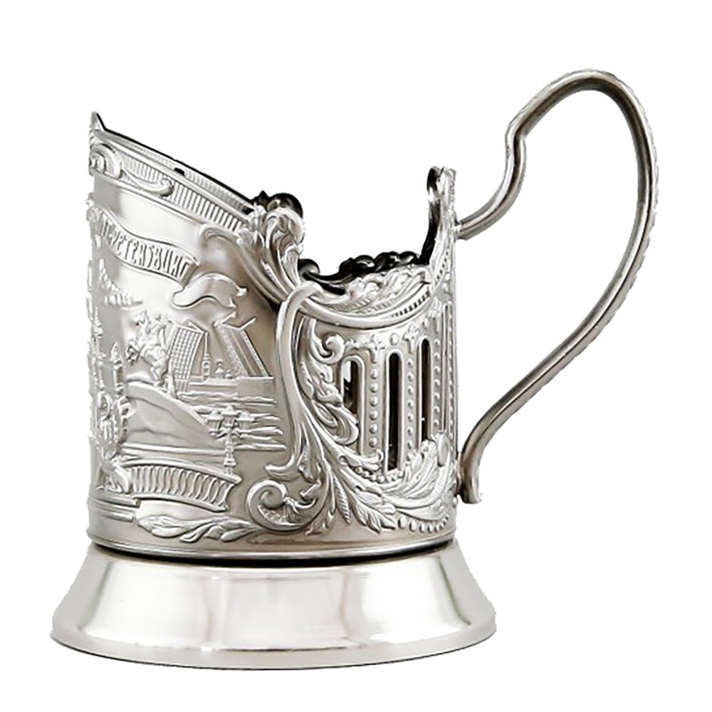 St.Petersburg 1703 Glass Holder Podstakannik Nickel Plated Подстаканник