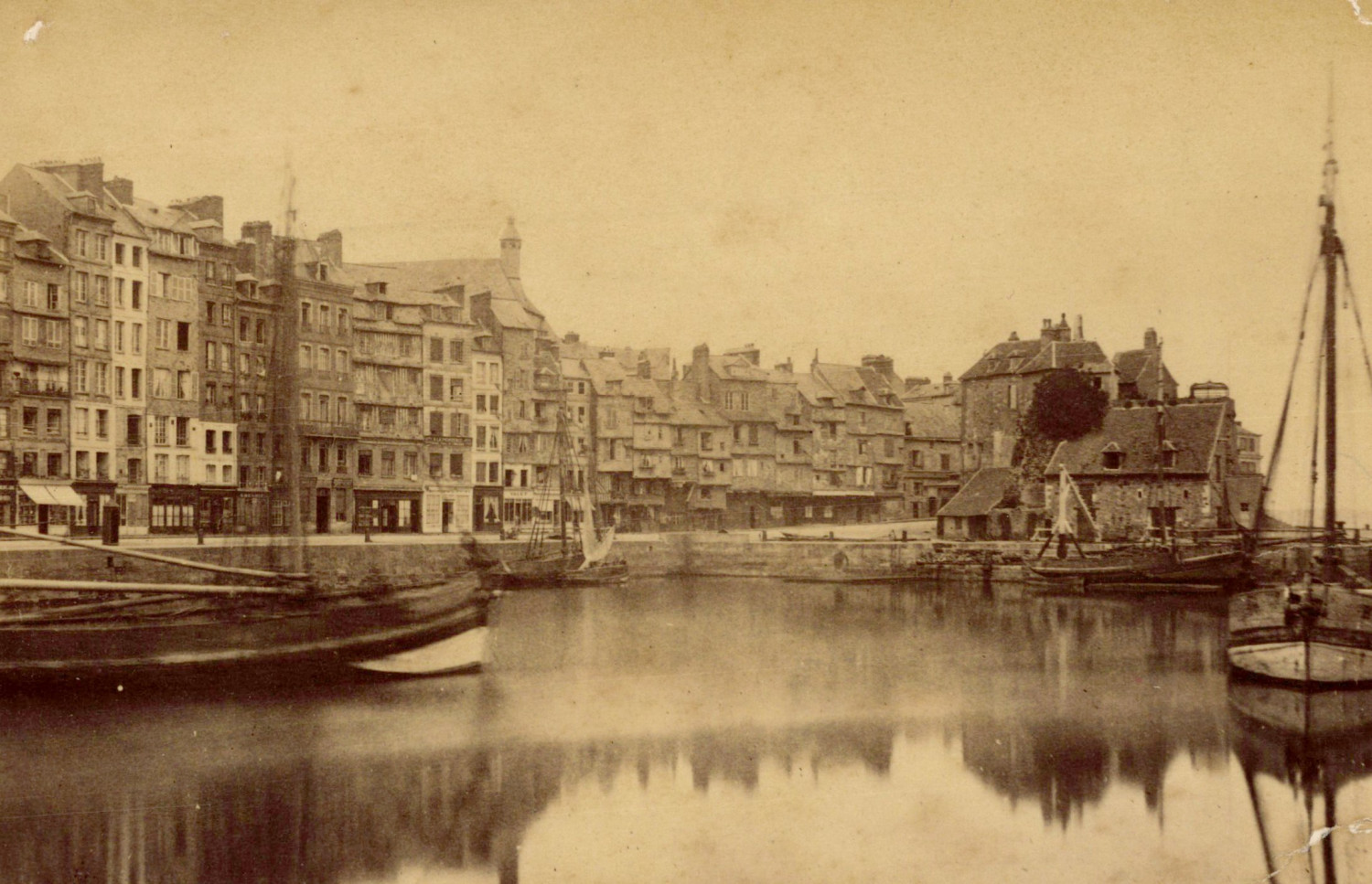 France, Honfleur, Le port, vintage print, ca.1880 France, Honfleur, Le port, Ti