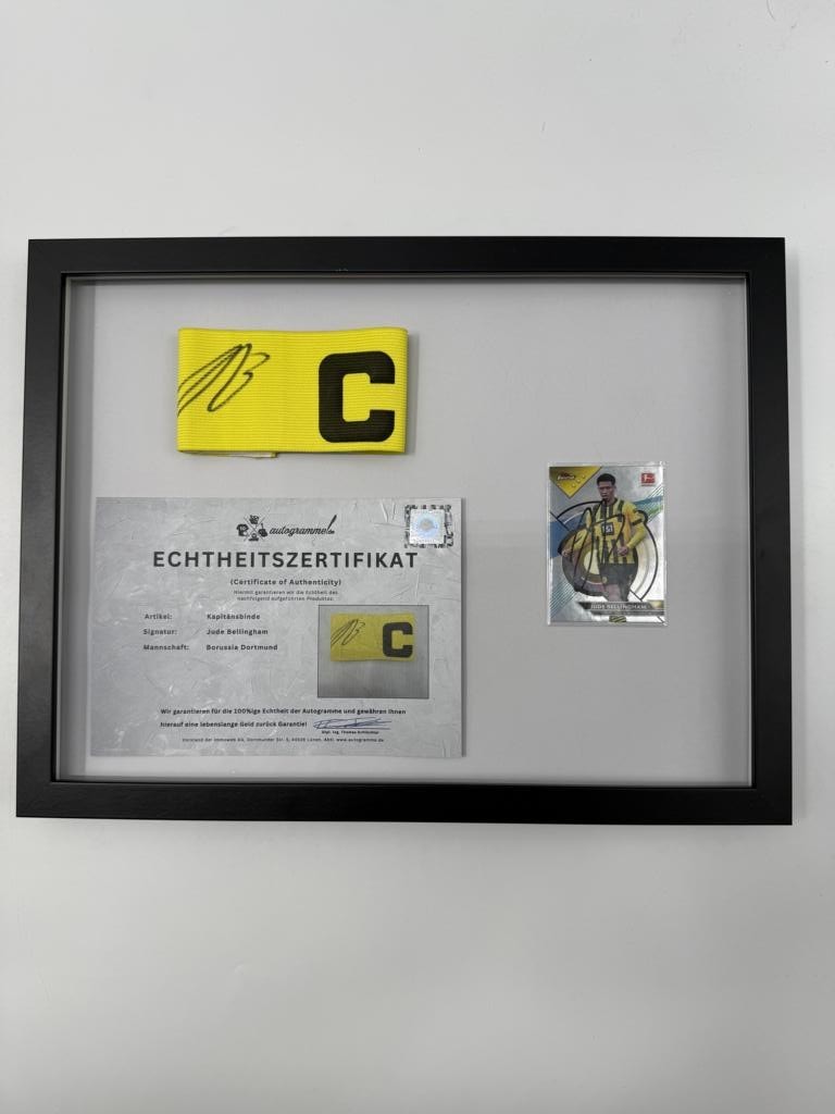 Captain's Armband Jude Bellingham Signed In Frame Borussia Dortmund Autograph