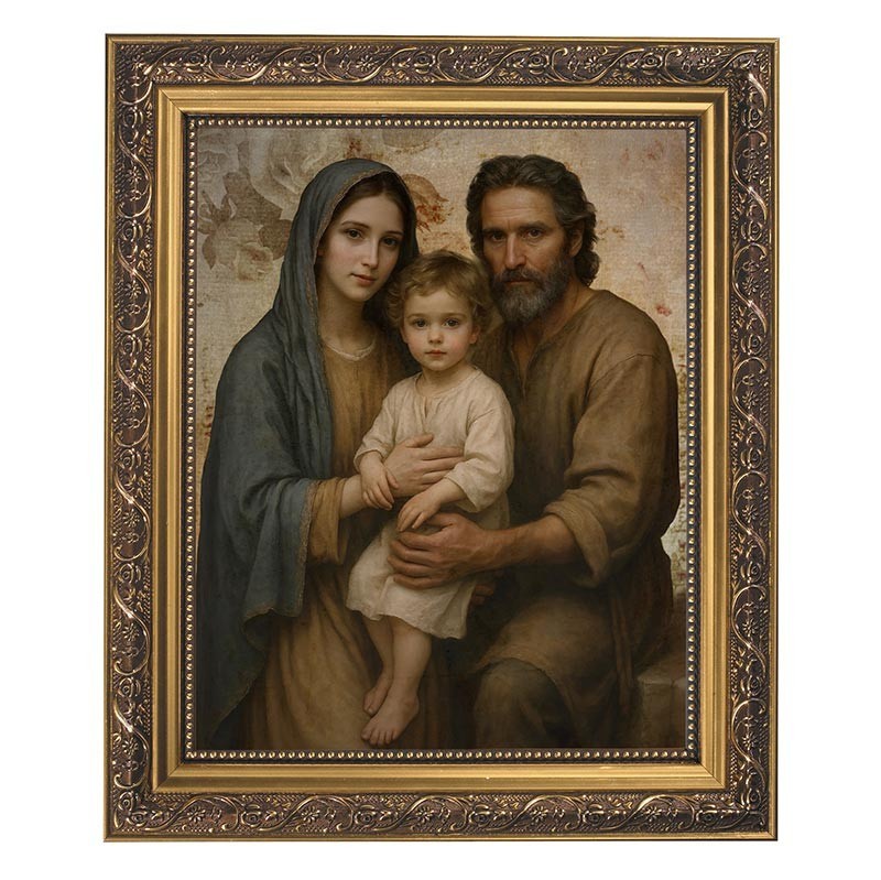 Framed Print - Holy Family - Under Glass With Gold Finish Frame, 12.5