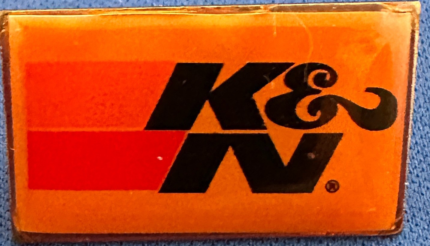 Vintage K&N Engineering Logo Lapel Pin Orange and Black Enamel #66390l