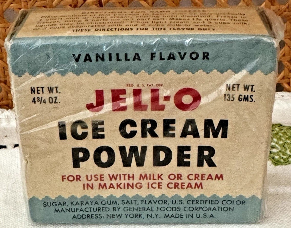 Rare 1930s ICE CREAM Powder Vanilla Jell-o Box Sealed NOS Jello Gelatin Decor