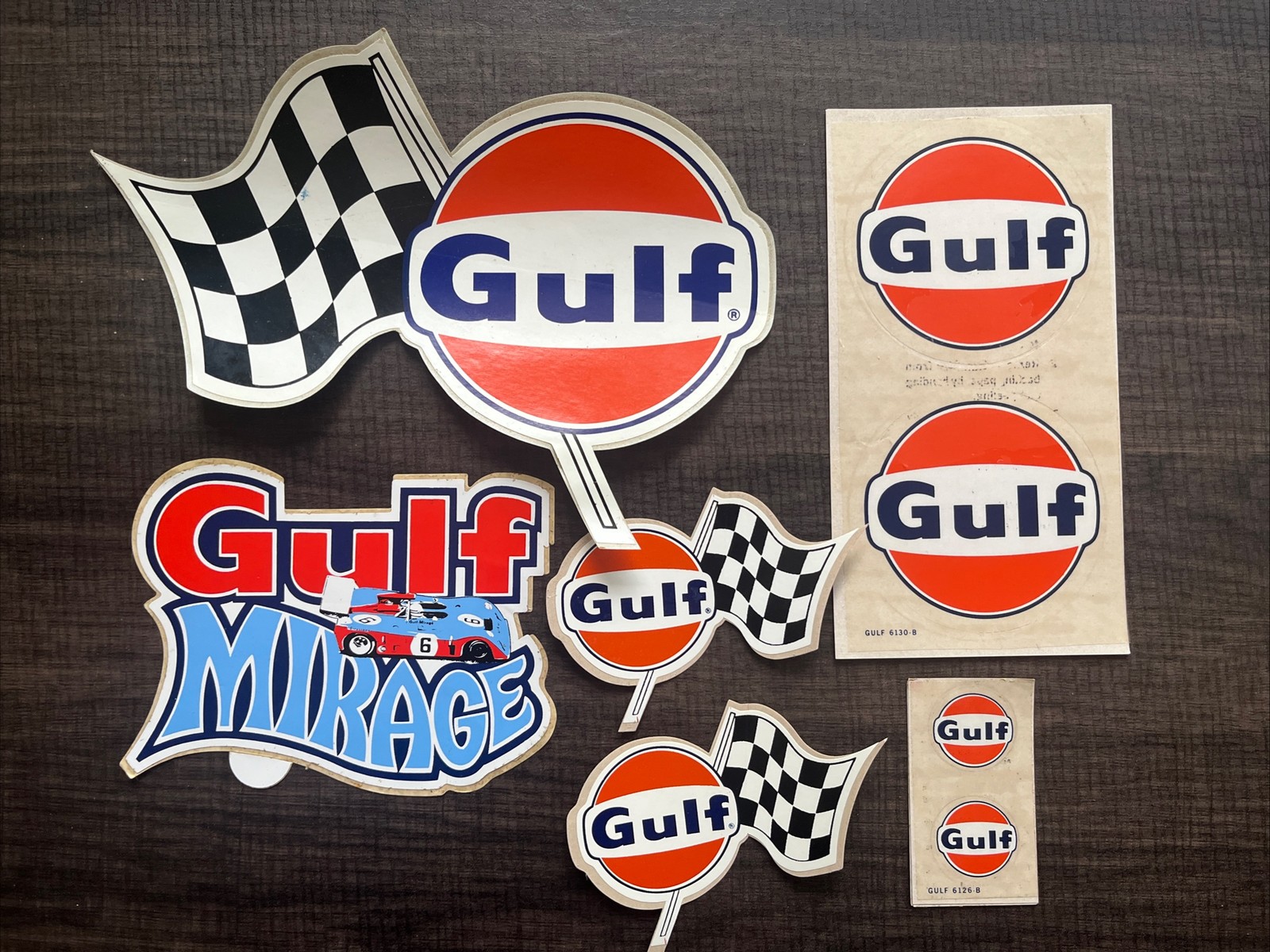 Lot of 10 Vintage 60’s 70’s GULF Oil DRAG RACING Decal Stickers Checked Flag Lot of 10 Vintage 60’s 70’s GULF Oil DRAG RACING Decal Stickers Checked Flag