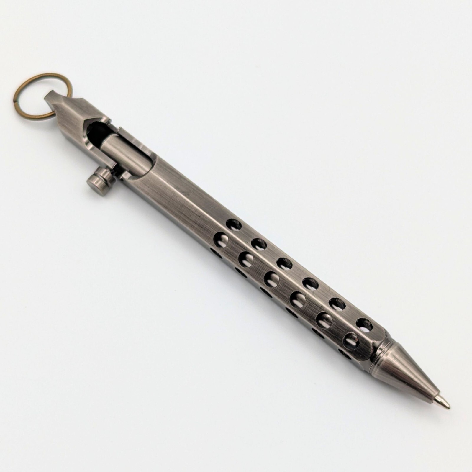 Bolt Action Ballpoint Pen Solid Brass EDC Six-edge Brushed Gunmetal - Great Gift Bolt Action Ballpoint Pen Solid Brass EDC Six-edge Brushed Gunmetal - Great Gift