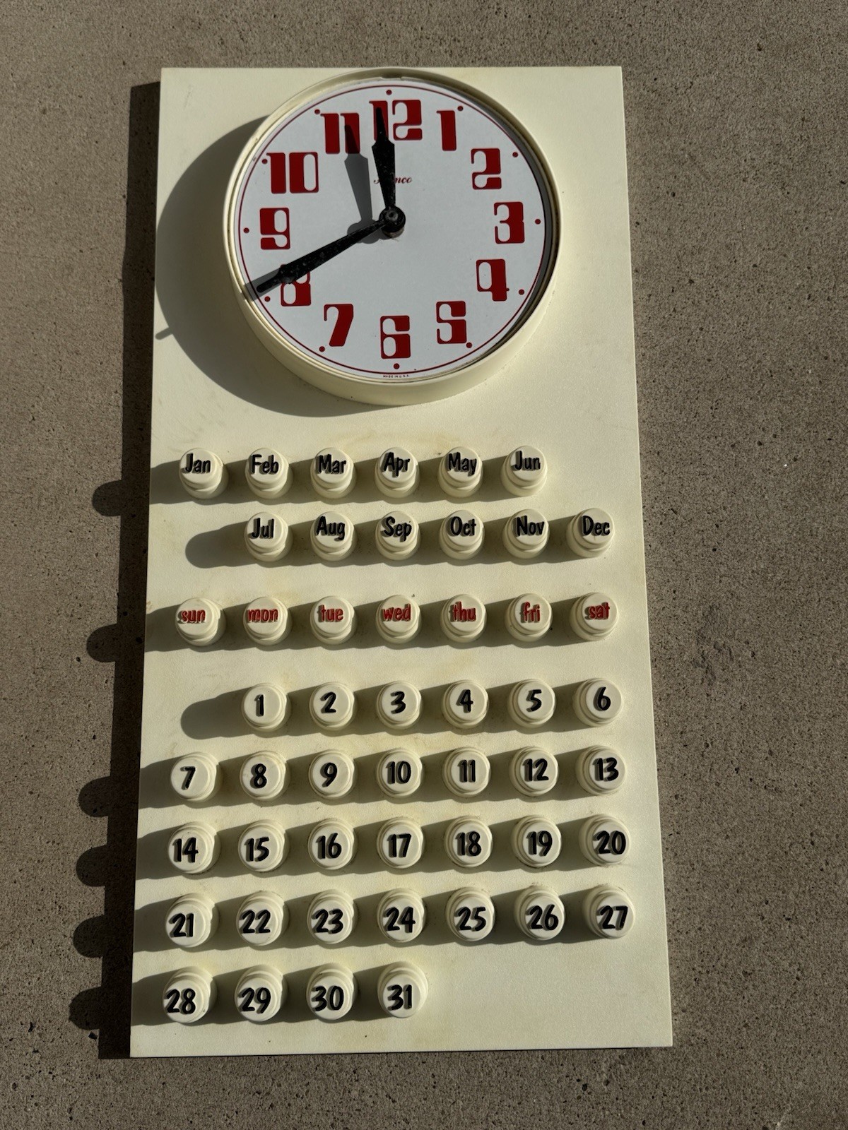 Vintage 1970s Perpetual Calendar Wall Clock by Burkwood Homco *Not Tested