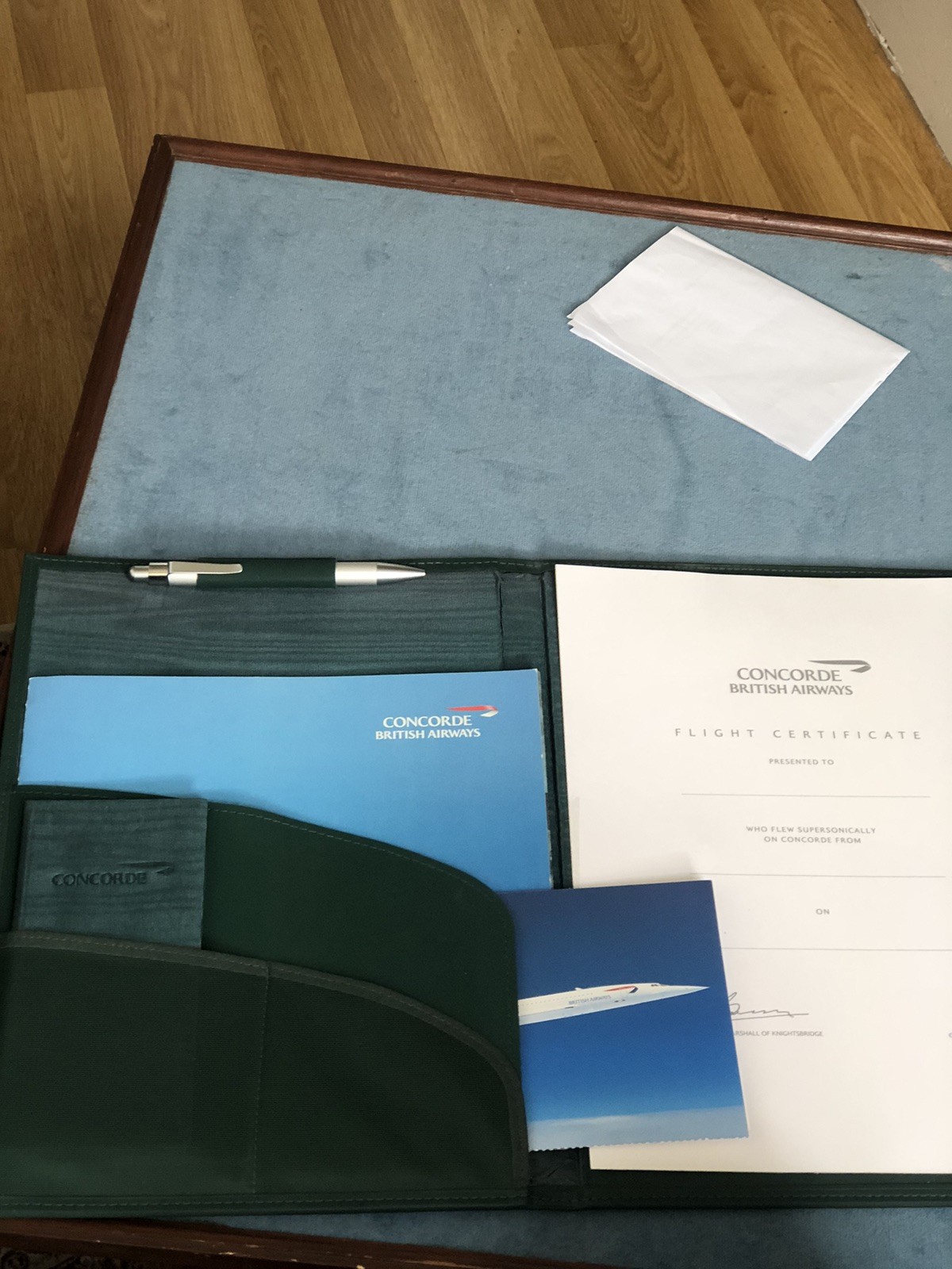 BA Concorde Flight Certificate Calf Leather Complete Stationery Set 55x30cm