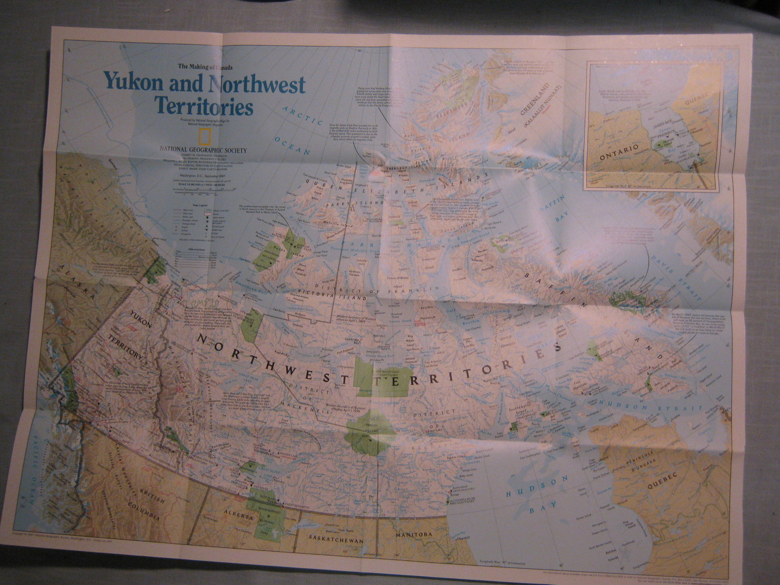 YUKON & NORTHWEST TERRITORY MAP National Geographic September 1997 MAKING CANADA
