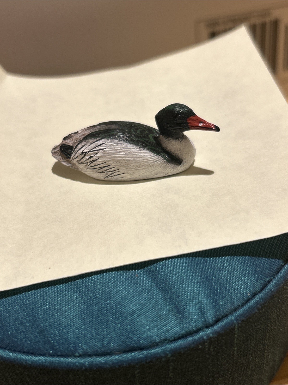 Common Merganser Duck Mini Figure Handmade And Hand painted Used