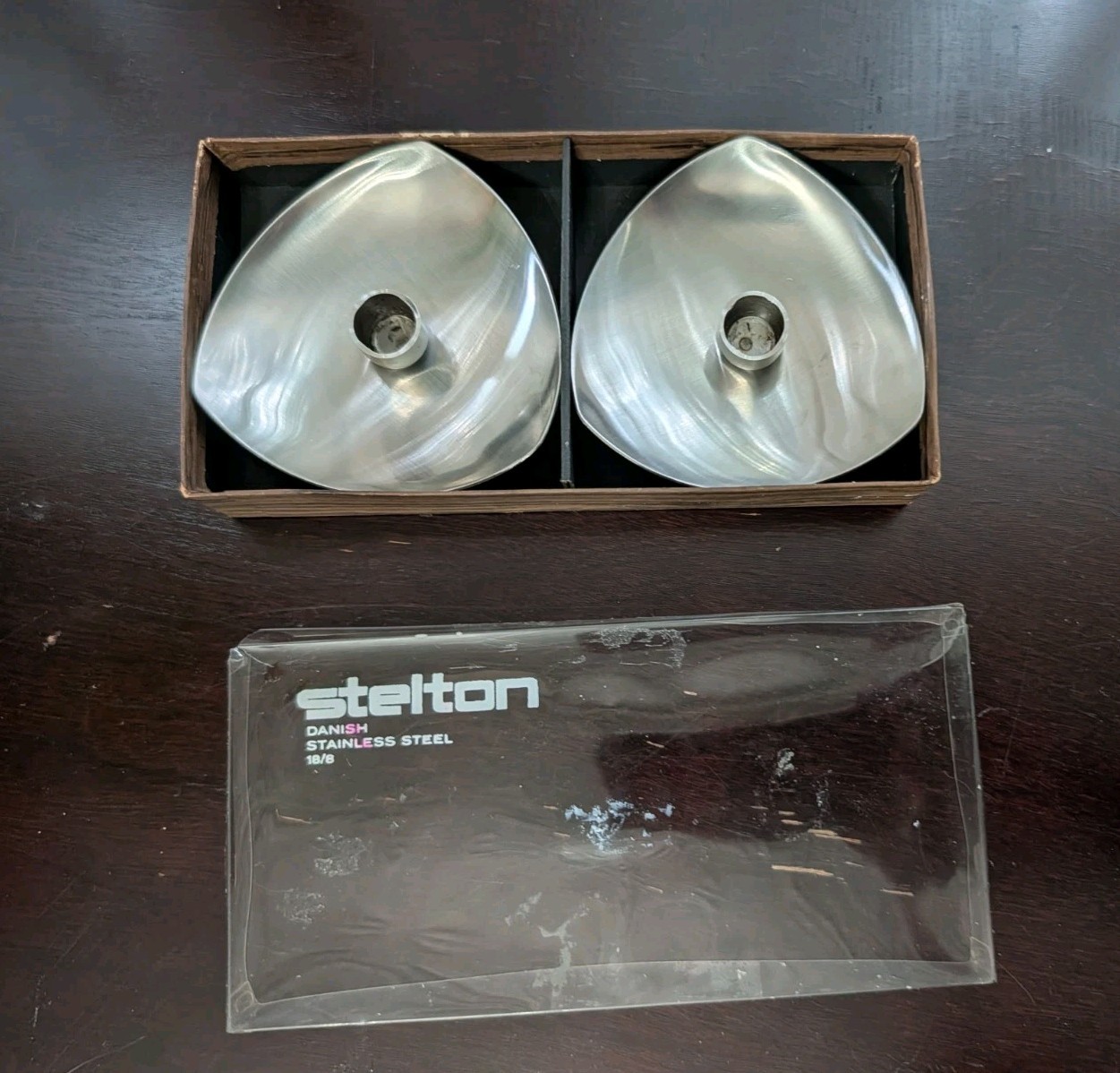 Vintage Stelton Danish Stainless Steel Denmark Candle Holders Mid Century Taper
