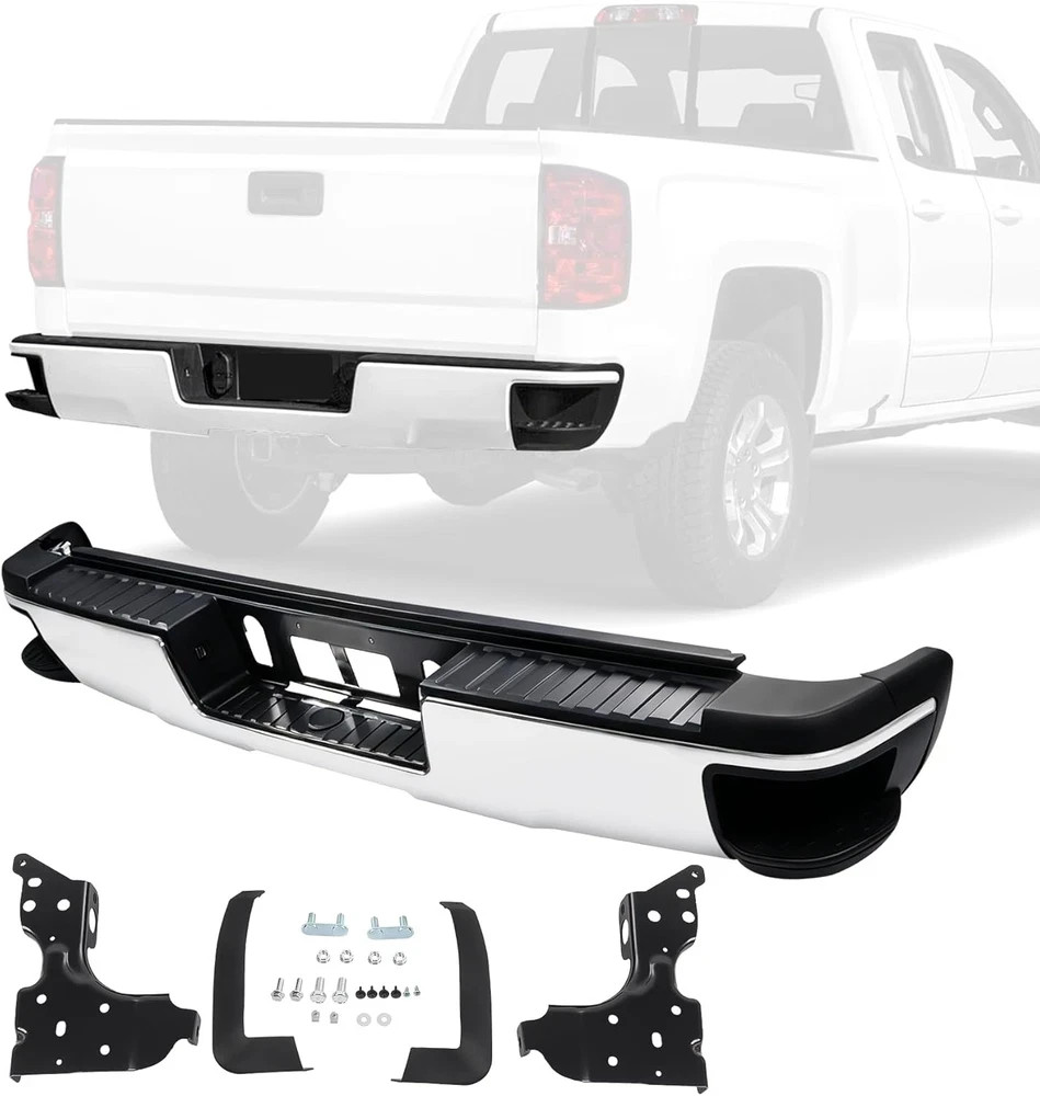 Rear Step Bumper Assembly without Parking Aid Sensors Hole Replacement for Chevy