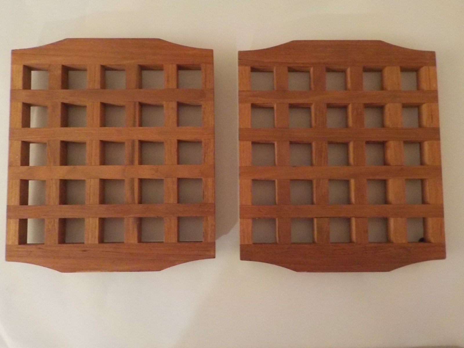 Set of 2 - Vintage Mid-Century Modern Teak Wood Trivets,  Denmark, 6.75 X 7.75