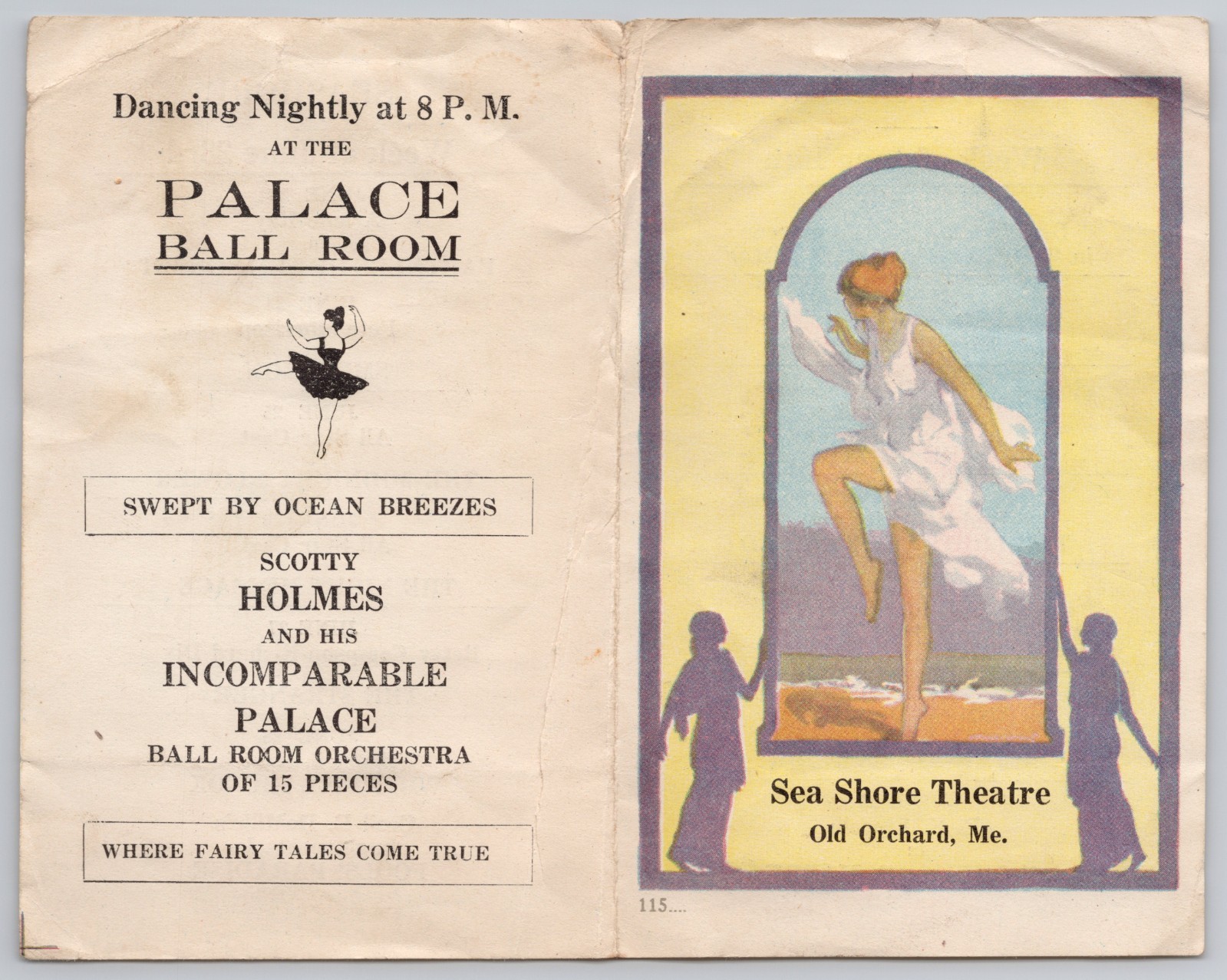Vintage 1920s Sea Shore Theatre Schedule Old Orchard Beach ME Palace Ballroom Ad Vintage 1920s Sea Shore Theatre Schedule Old Orchard Beach ME Palace Ballroom Ad