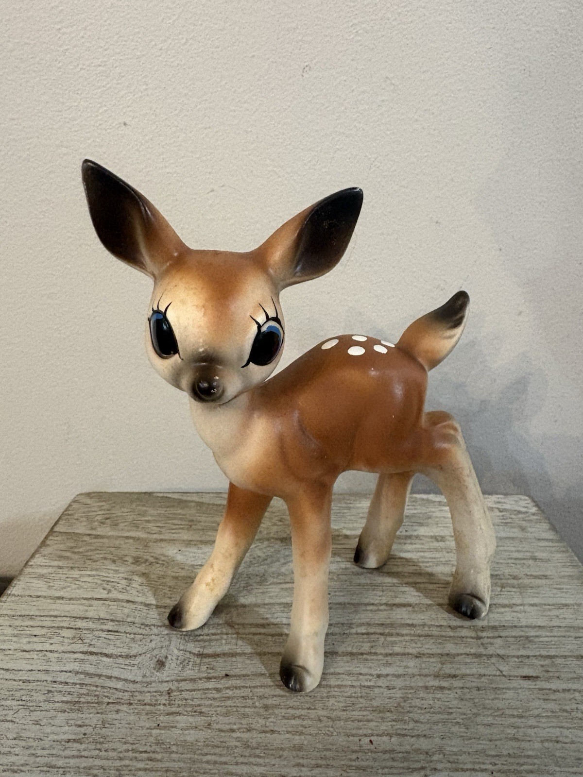 Vtg Norleans Deer Big Eyes Figurine Japan Ceramic MC Fawn Kitschy Christmas