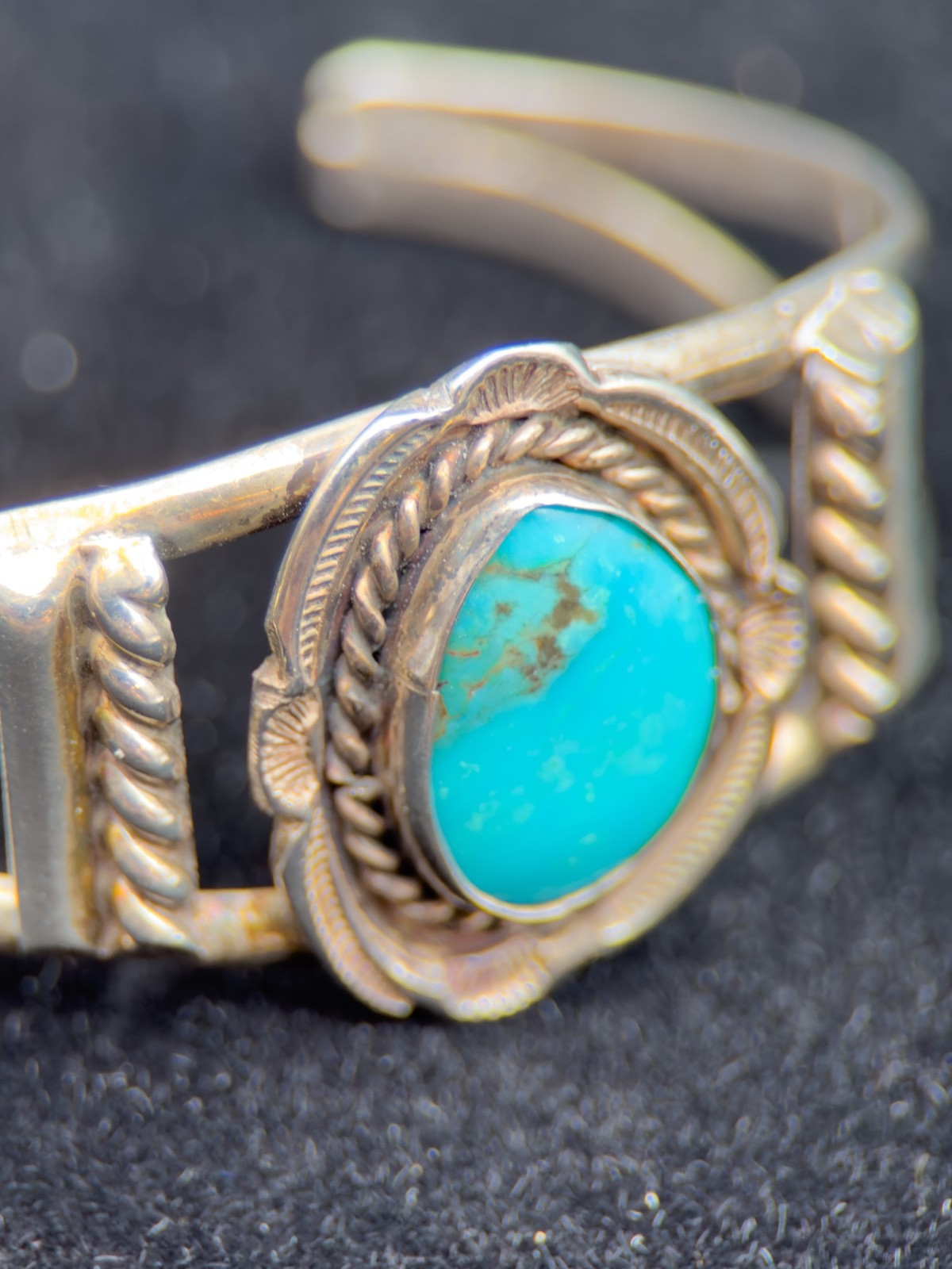 Navajo Cuff Bracelet 925 Silver Turquoise - Women's Vintage