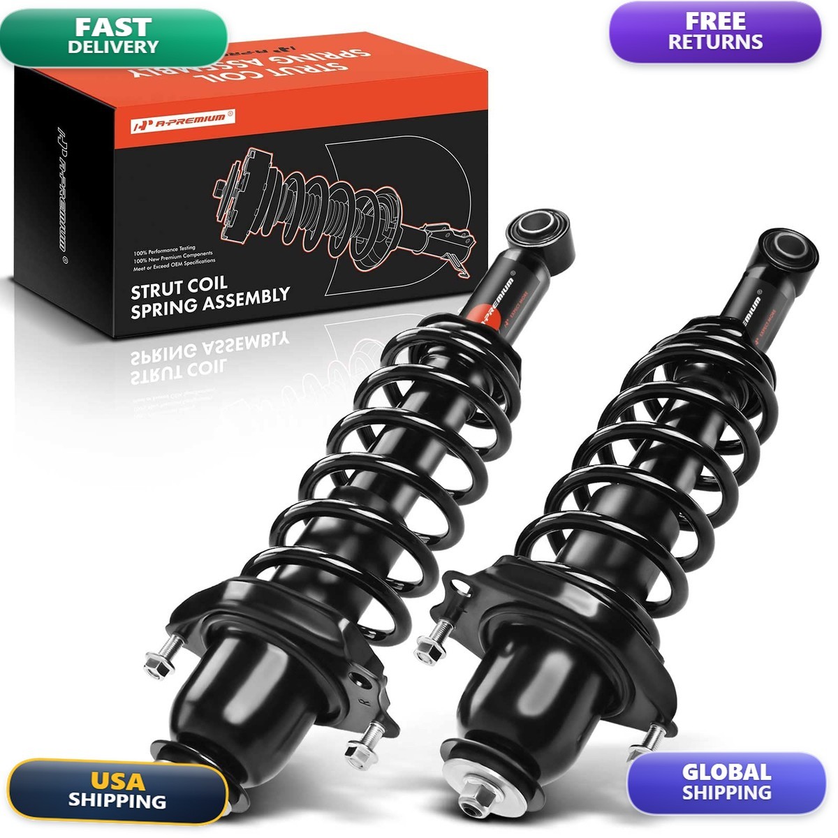 A-Premium Rear Complete Strut Assemblies Coil Springs, Set Of 2 APSA0504