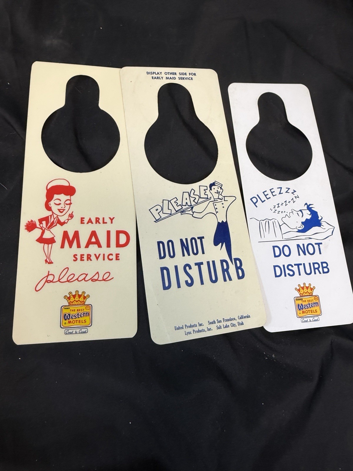Vintage Lot 3 Best Western  DO NOT DISTURB & MAID SERVICE DOOR SIGN HANGERS