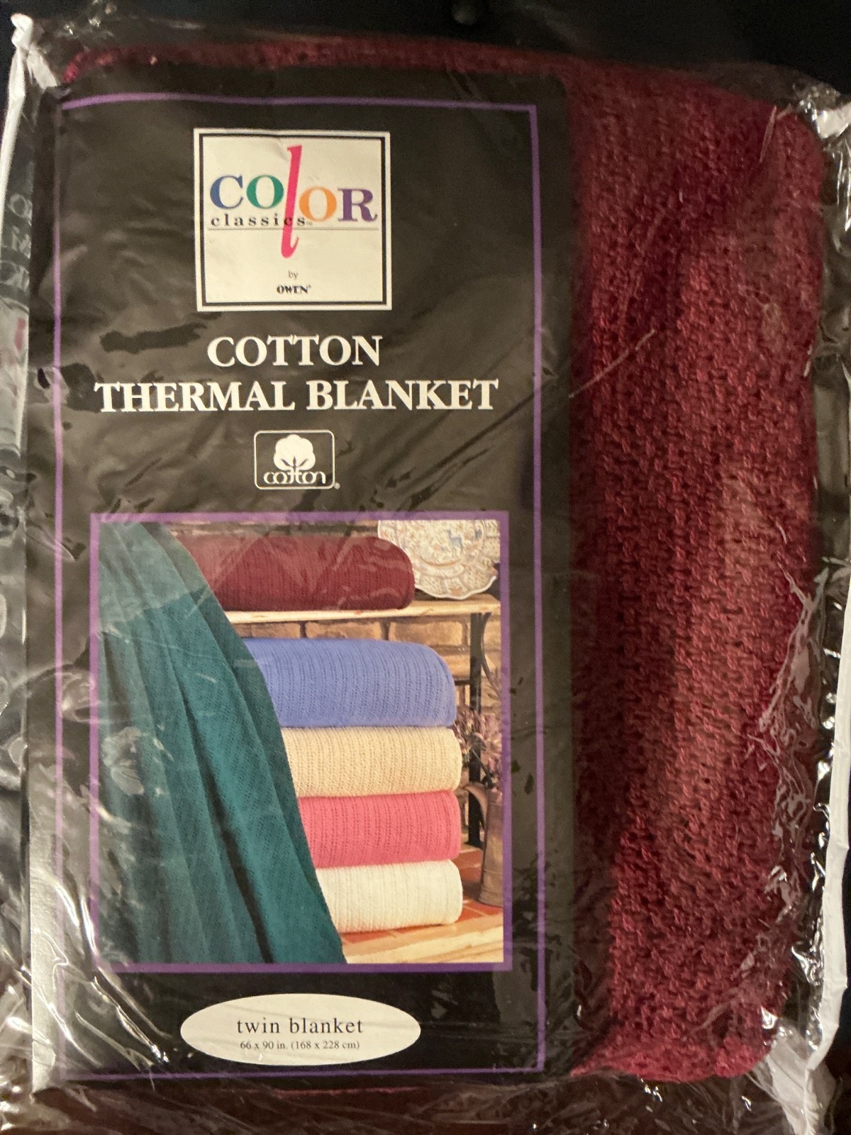 Vintage Owen Country Classics 100% Cotton Thermal Blanket Twin Size 66”x90” USA
