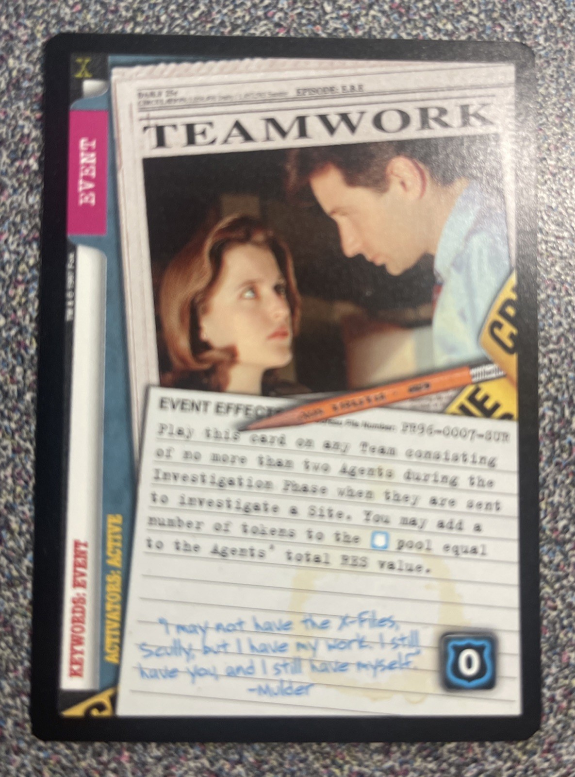 New - 1996-97 X-Files CCG Rare Promo Card - Event (Scully And Mulder)
