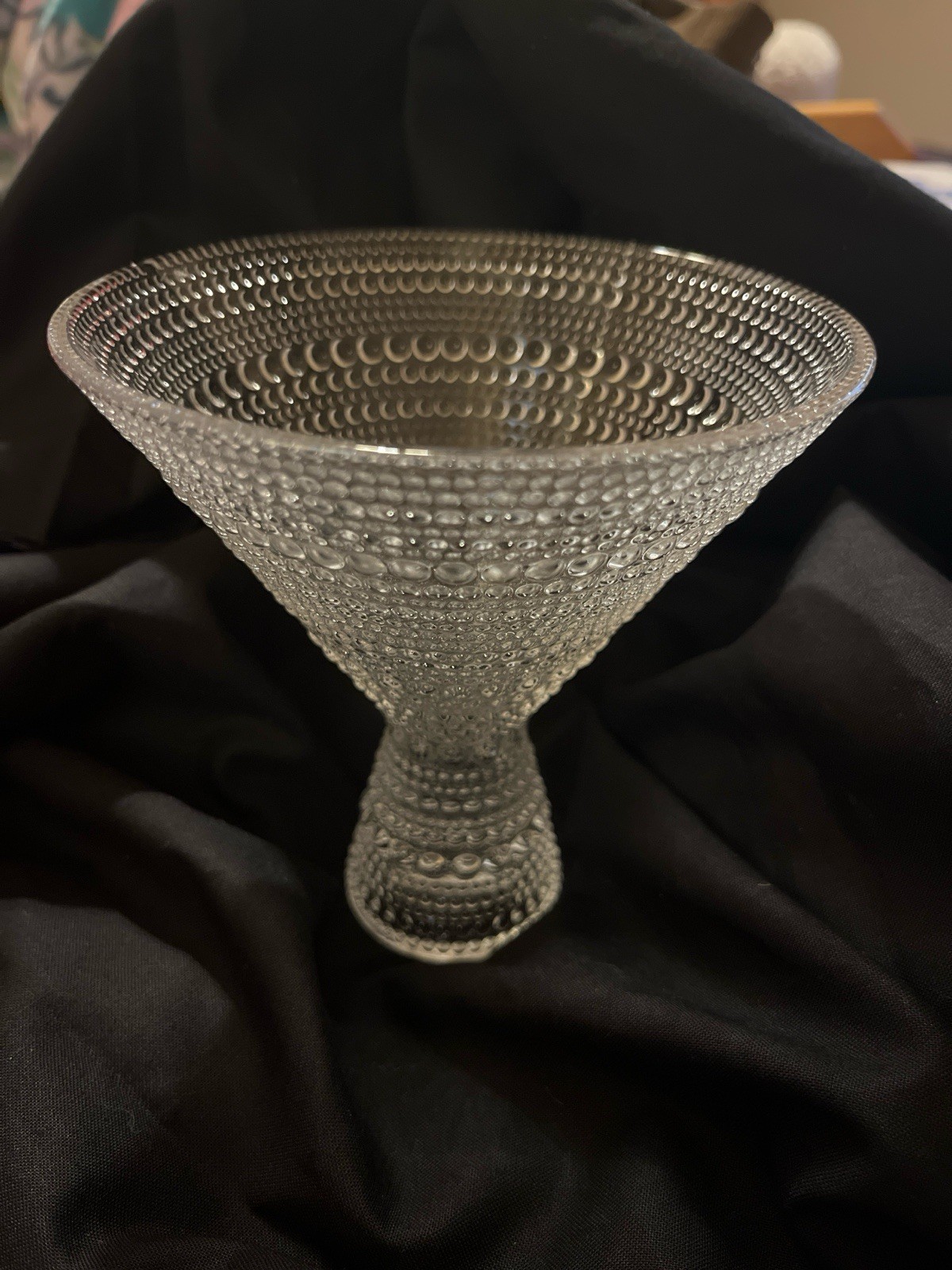 Vintage Iittala Kastehelmi Clear Glass Pedestal Bowl Finnish Design Oiva Toikka