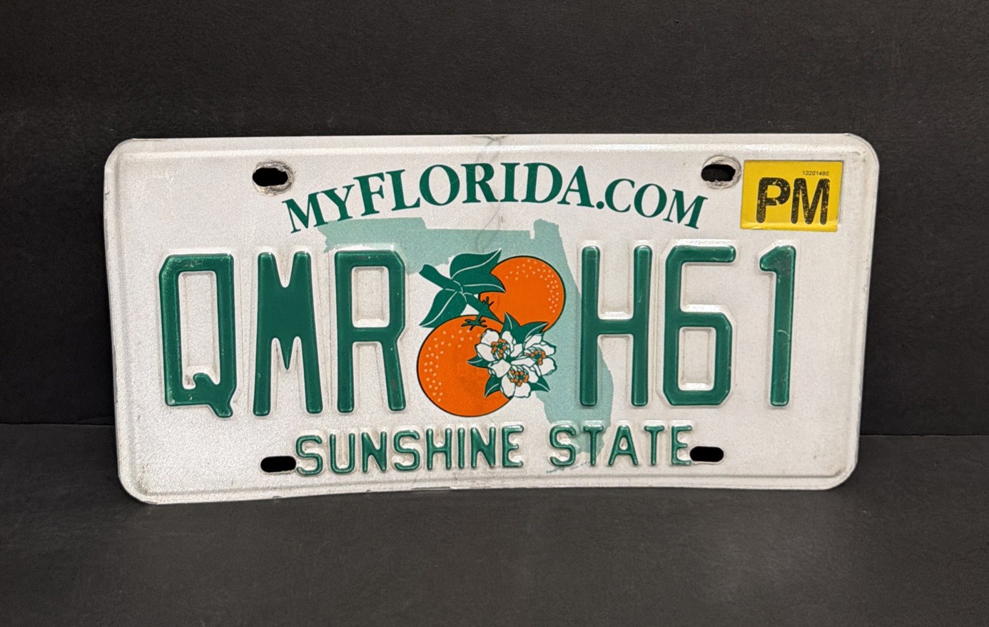 FLORIDA PERMANENT LICENSE PLATE QMR 🍊 H61, Craft Condition SUNSHINE~STATE