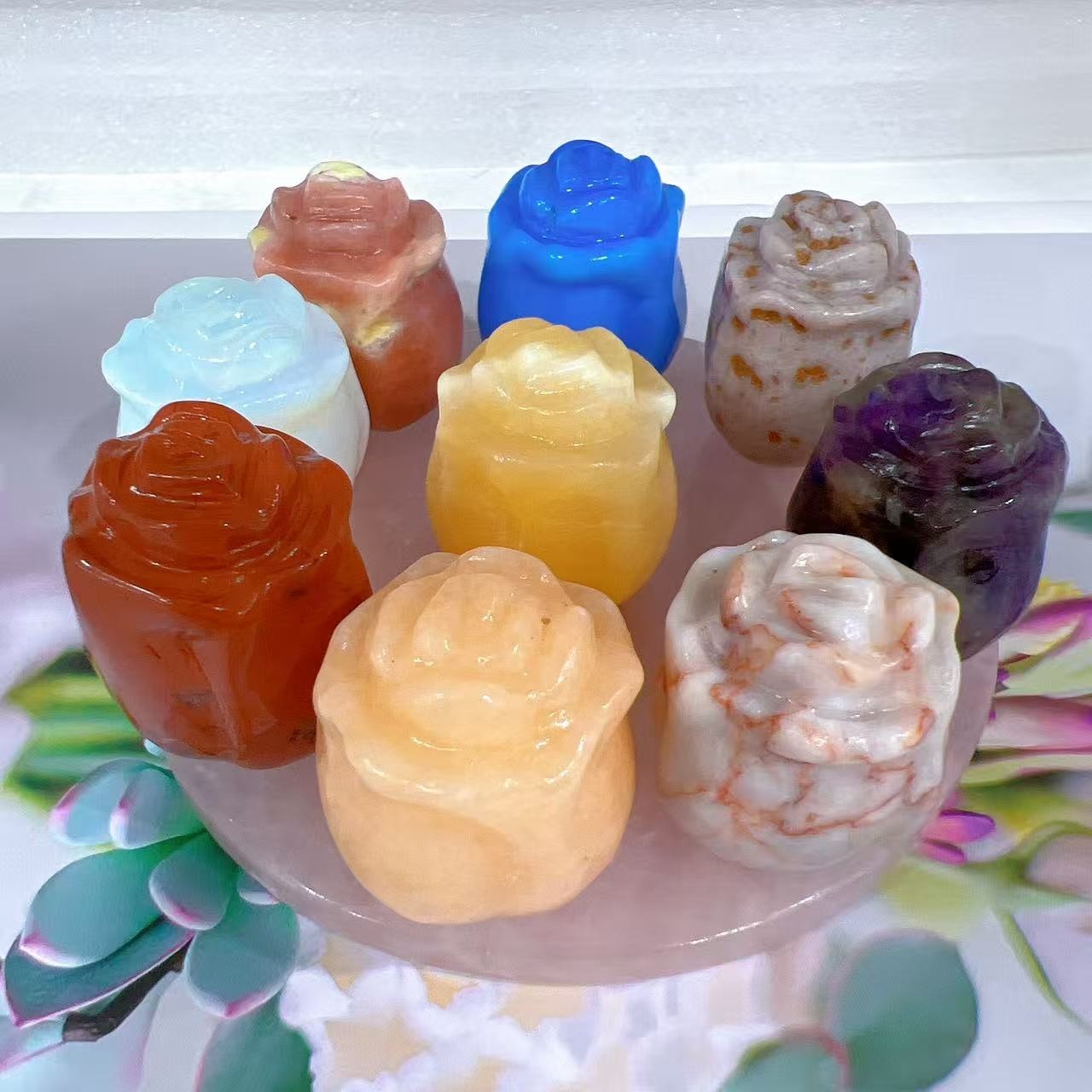 3pcs natural Mix Quartz Crystal Flower random Reiki Healing