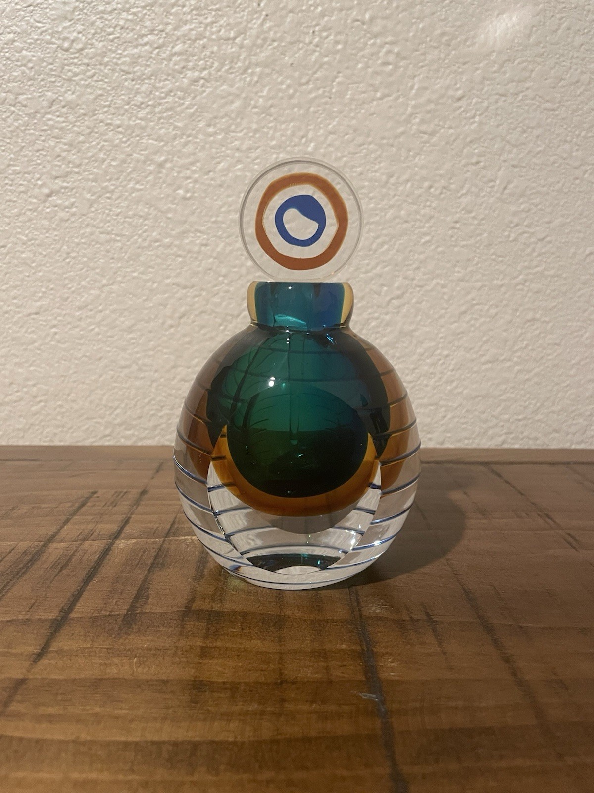 Vintage Fifth Avenue Crystal Sommerso Perfume Bottle with Stopper ‘Stunning’