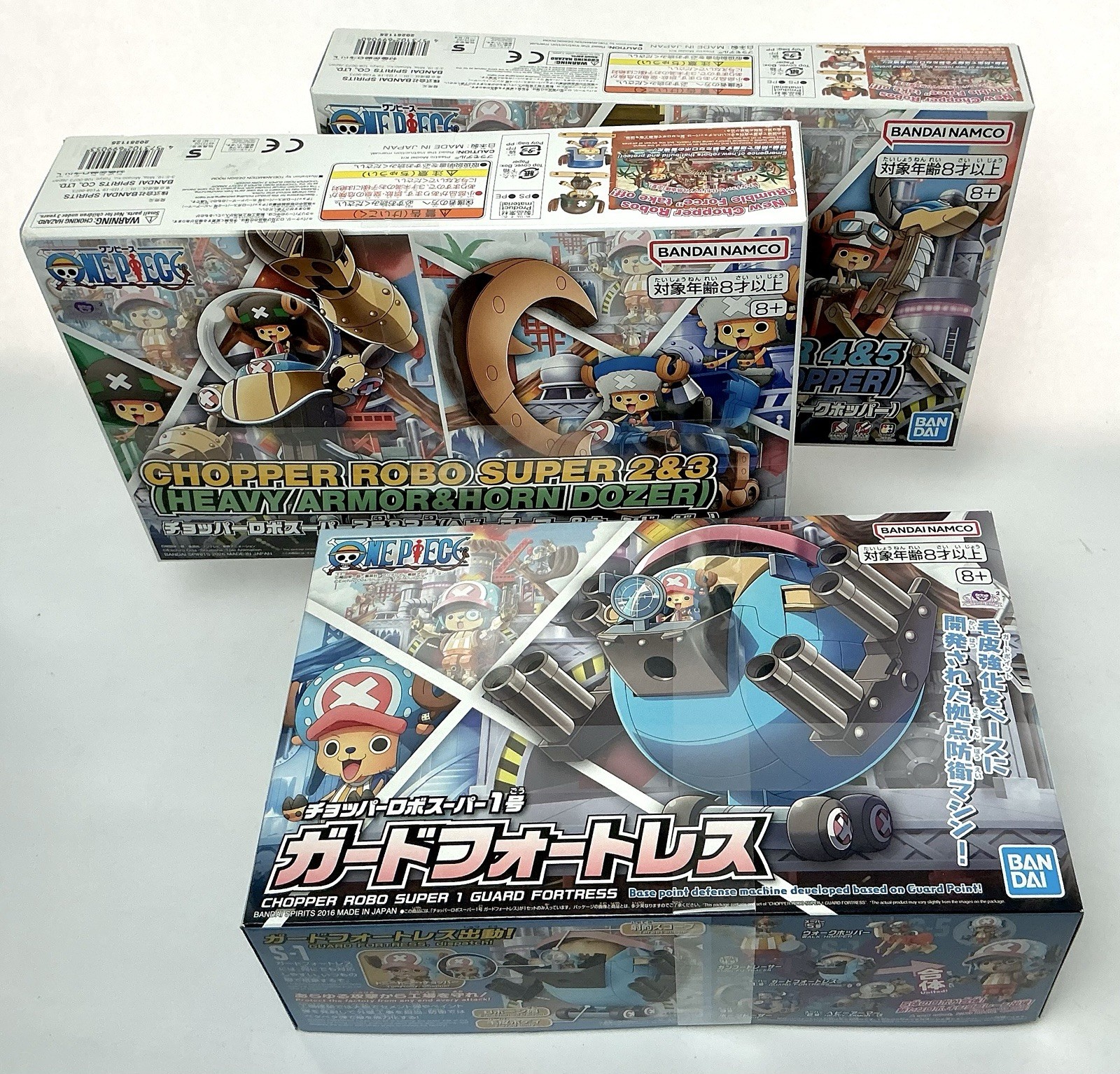 Bandai One Piece Chopper Robo Super 2&3, 4&5 & Guard Fortress Model Kits. MIB