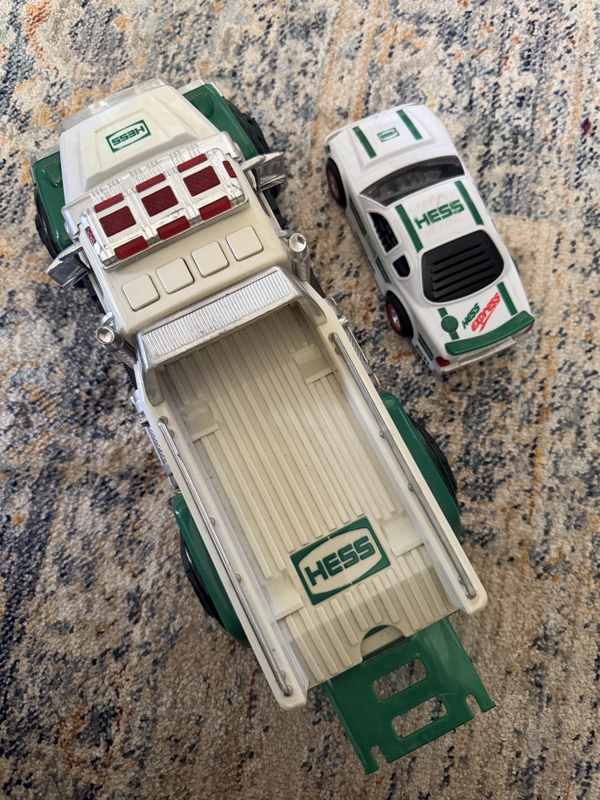 Hess 2011 Toy Truck & Race Car Set, Gas & Oil Theme, White/Green