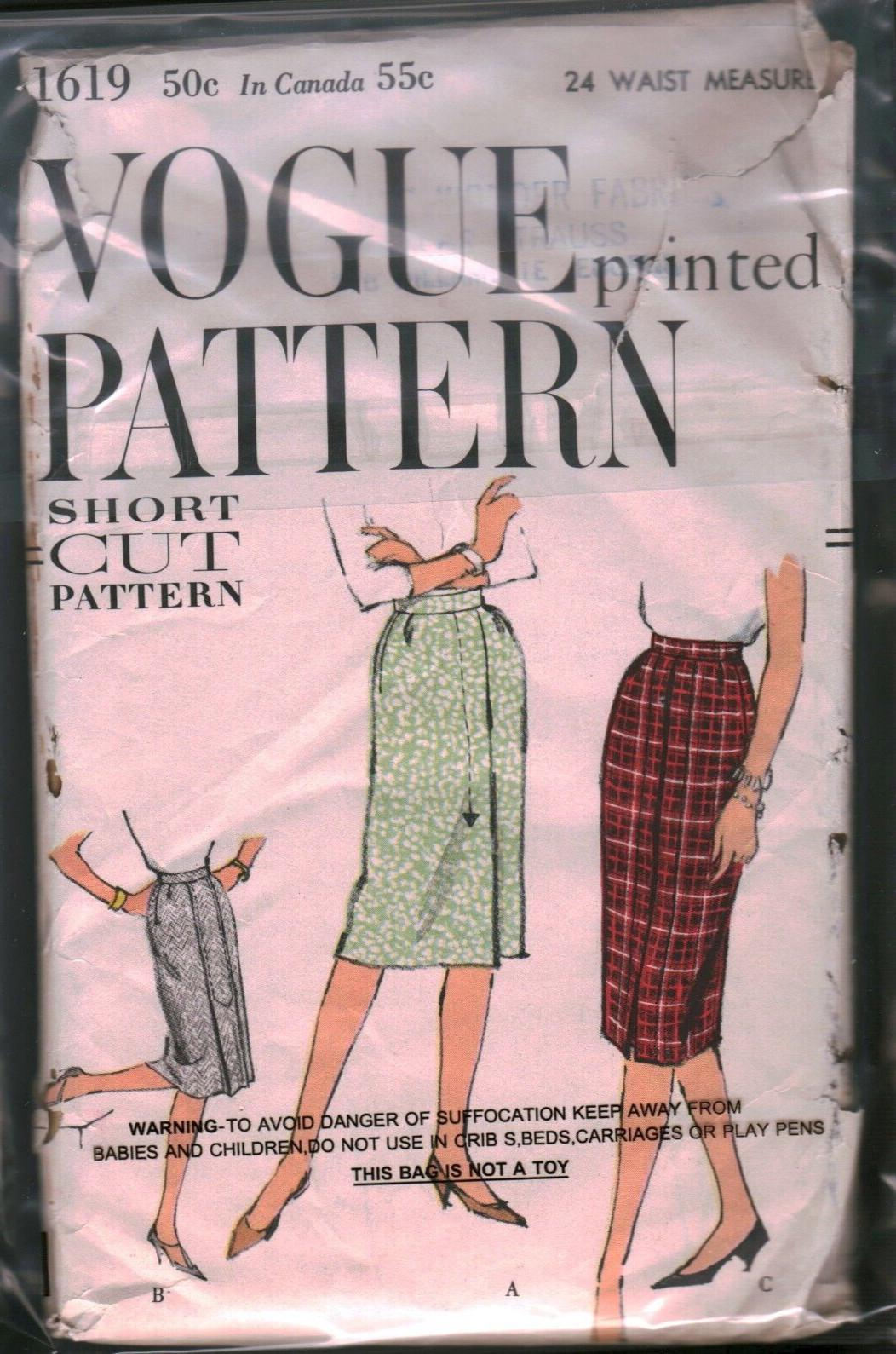 1619  Vintage Vogue Sewing Pattern Misses 1960s Easy to Make Skirt 24\