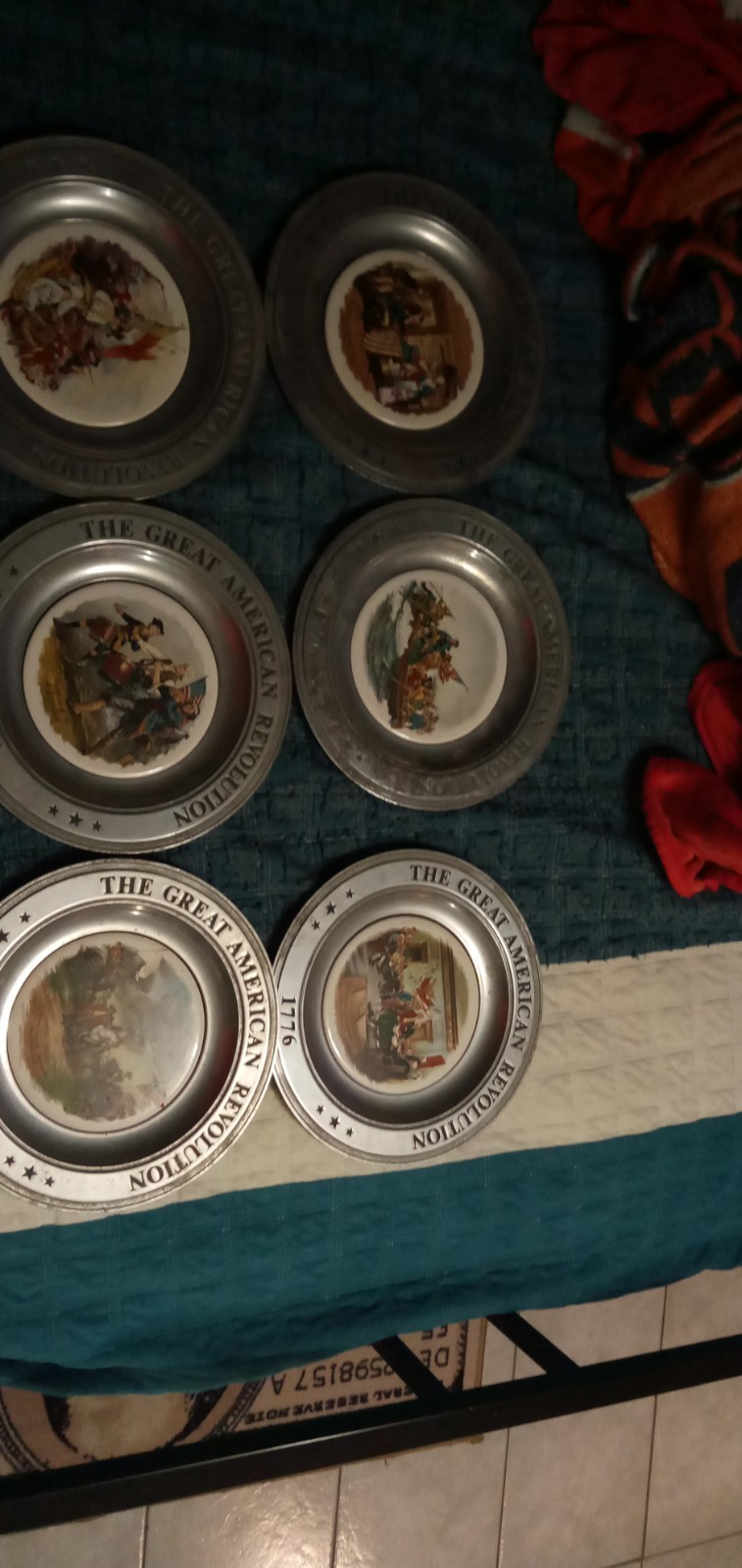Great American Revolution 1776 Lot of 5 Silver-Tone Metal Collector Plates