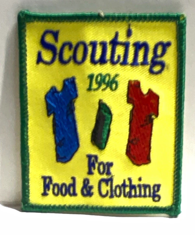 Vintage Boy Scouts Scouting 1996 For Food & Clothing Embroidered Patch 