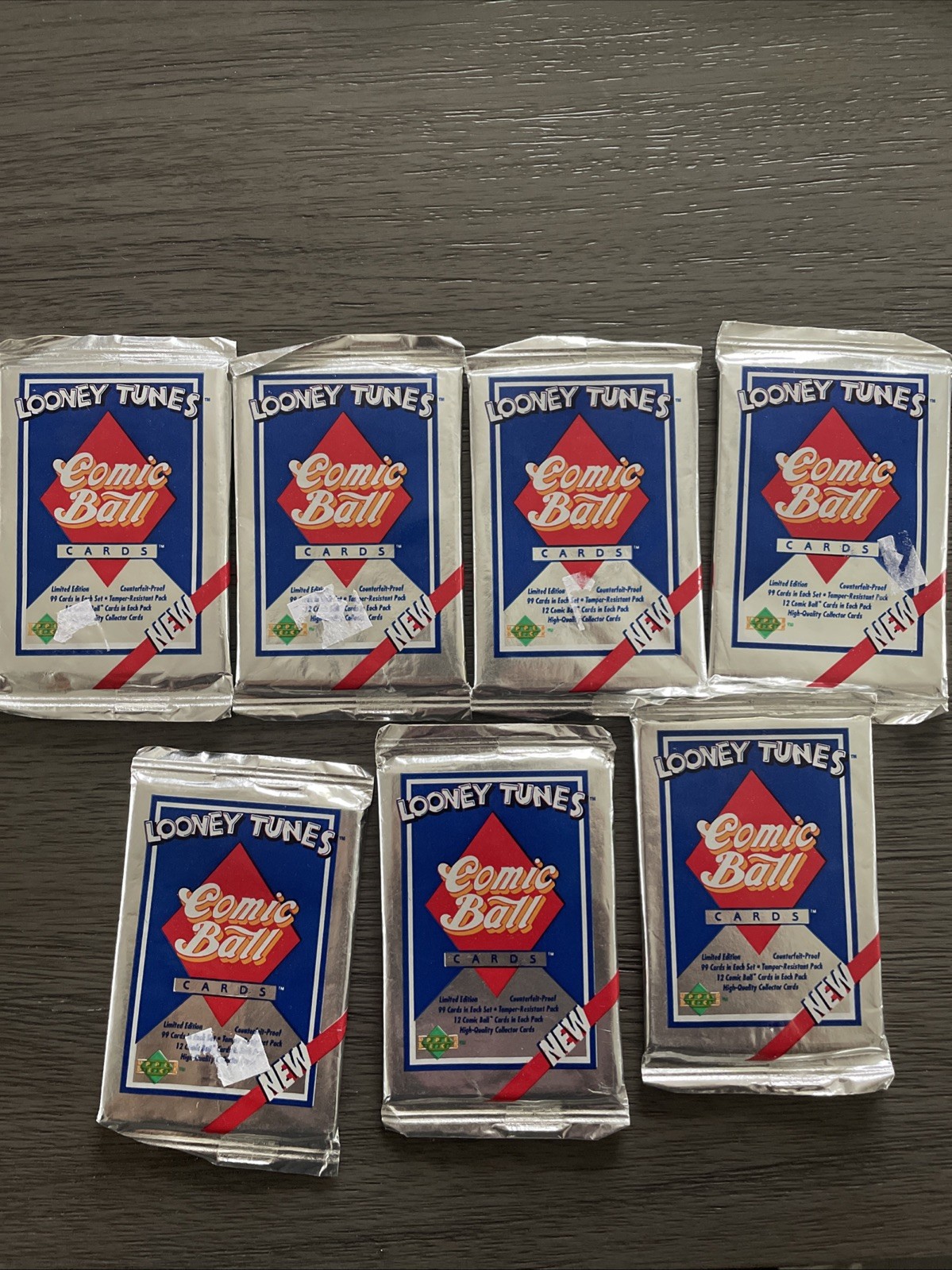 1990 Upper Deck Looney Tunes Comic Ball 7 Wax Packs Entire Lot- Factory Sealed