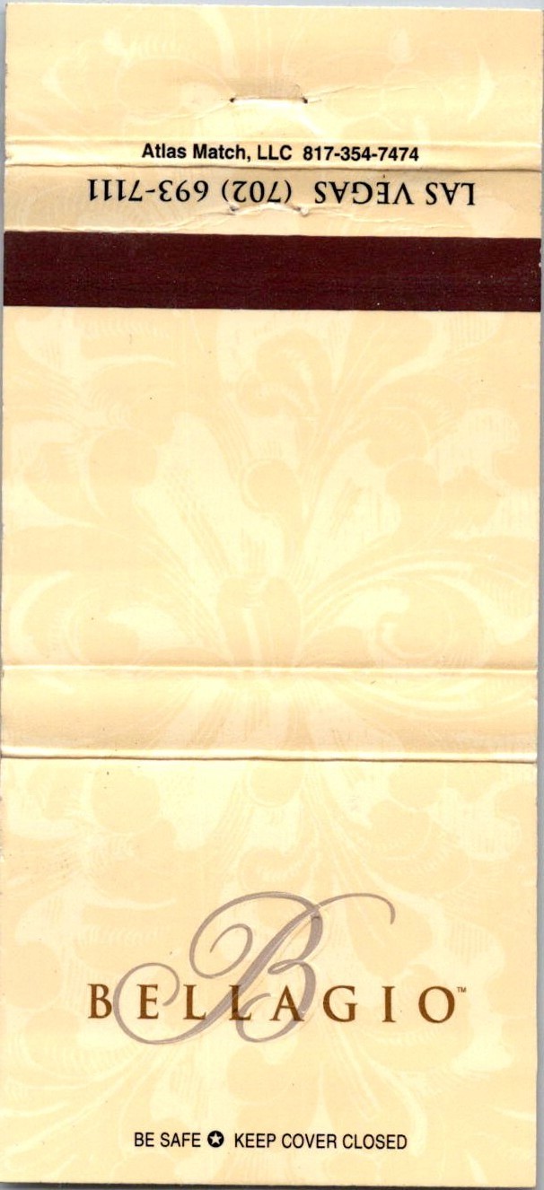 Bellagio Hotel Casino Las Vegas Vintage Matchbook Cover TMM17-7