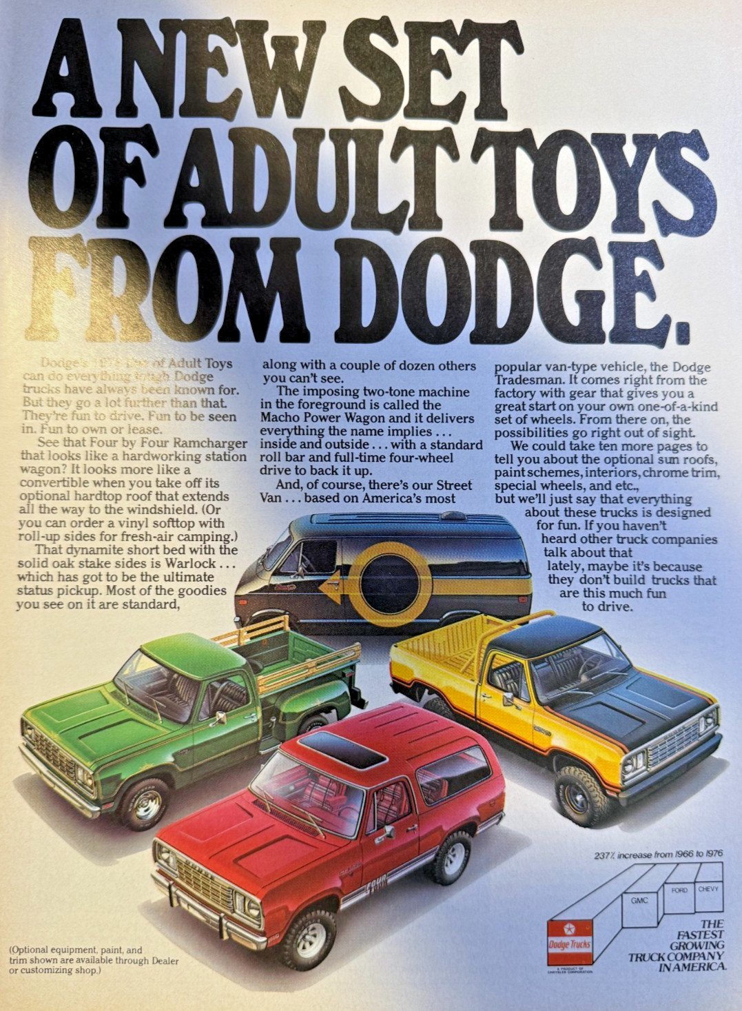 Vintage Magazine Advertisement 1978 Dodge Vans & Truck A New Set Of Adult Toys