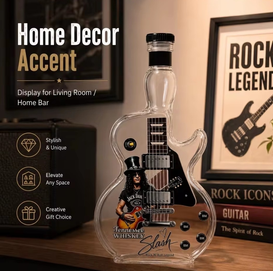 Jack Daniels Slash Signature Guitar Shaped Liquor Whiskey Decanter Bottle New