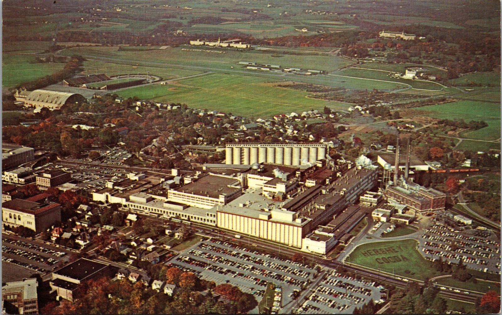 Hershey Chocolate World Postcard Hershey PA Aerial View Unposted Unused Vintage