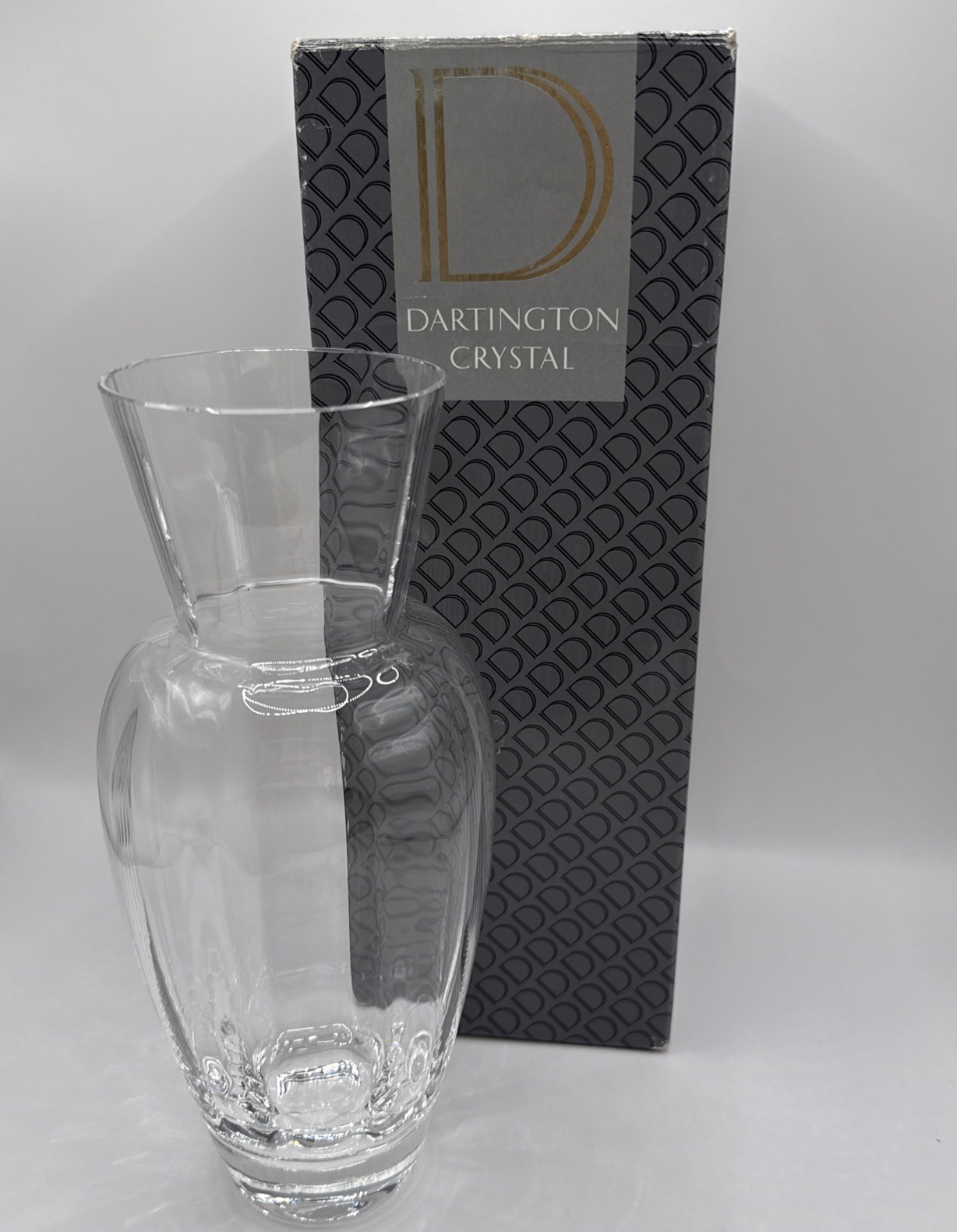 VINTAGE Dartington Crystal Portia Vase Handcrafted England Original Box & Papers