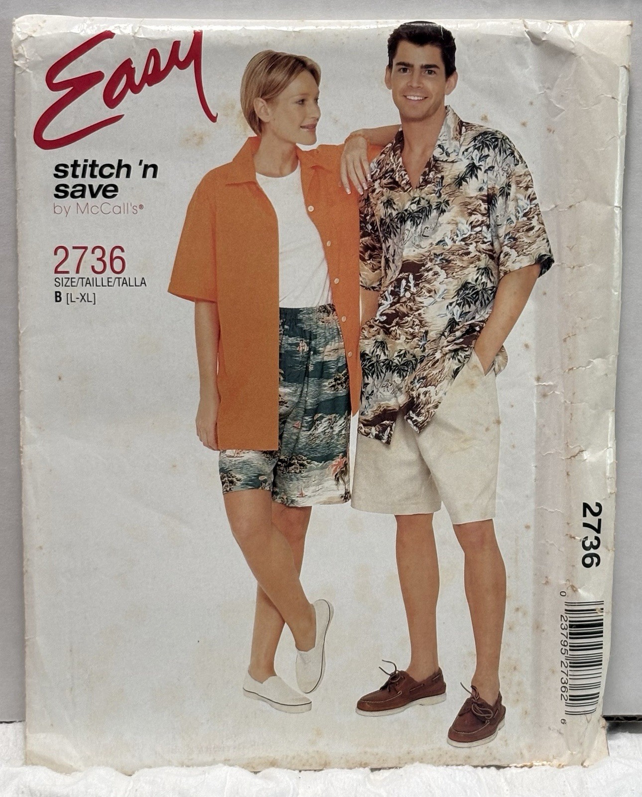 McCall’s 2736 Size L-XL Misses,Men’s & Teen Boys Shirt & Shorts UNUSED