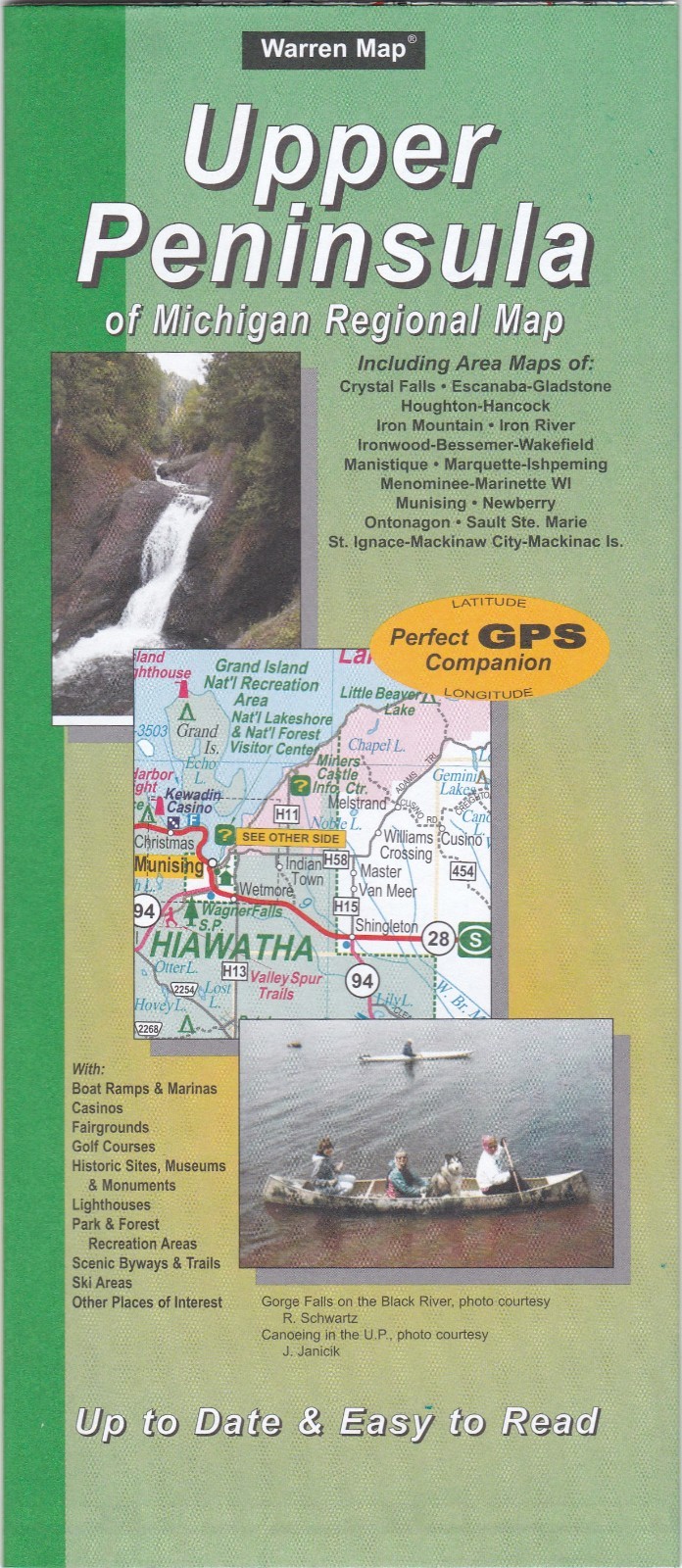 Upper Peninsula Paper Folding Map Michigan 