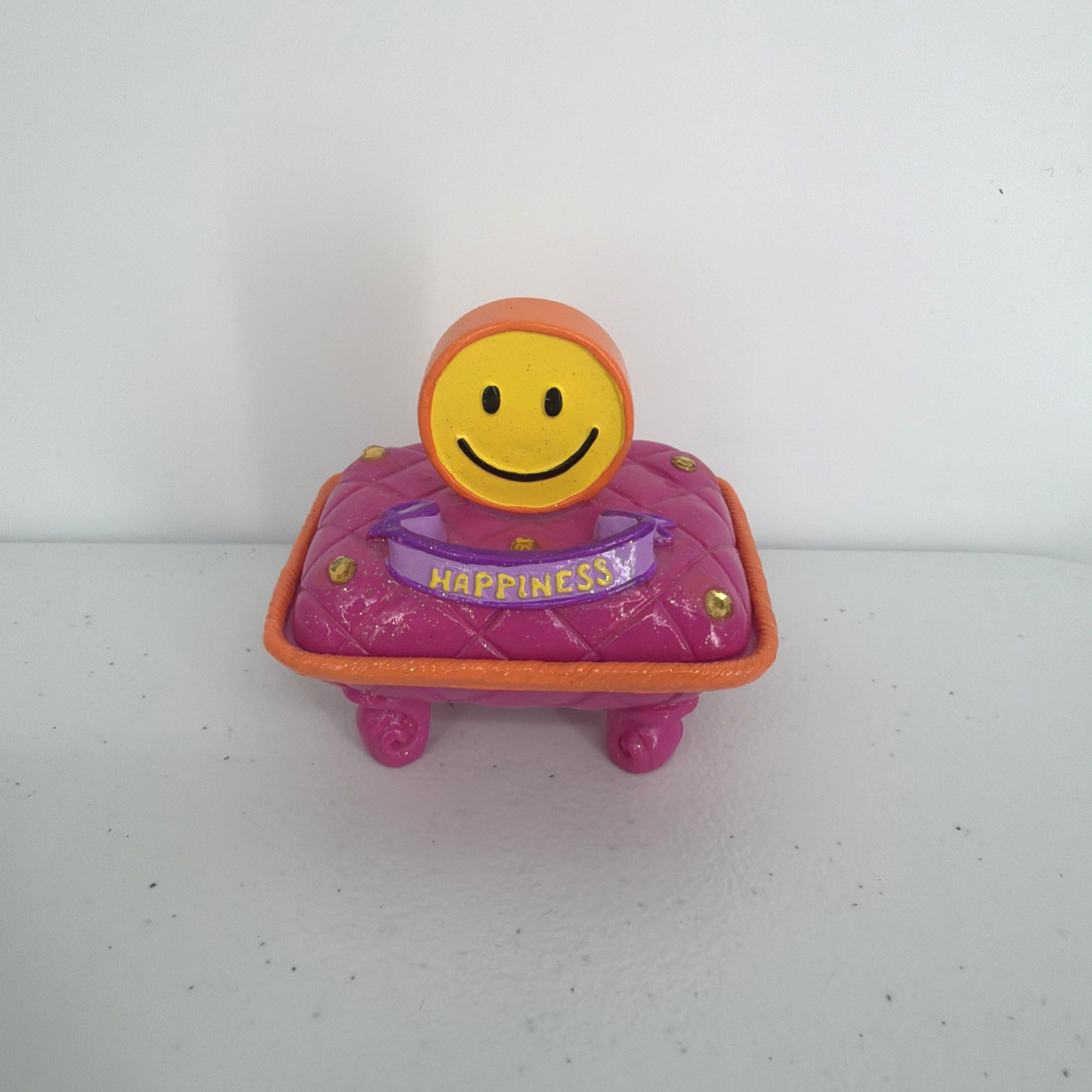 Vintage 2002 Y2K Claire’s Trinket Box #12 “Happiness” Smiley Face Made 4 U By