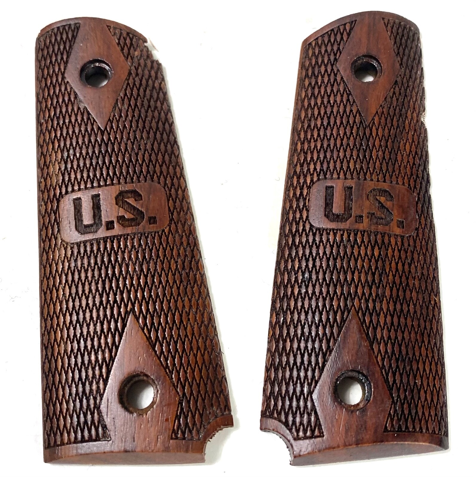 WWII WWI US ARMY COLT M1911 M1911A1 .45 WOODEN PISTOL GRIPS- \