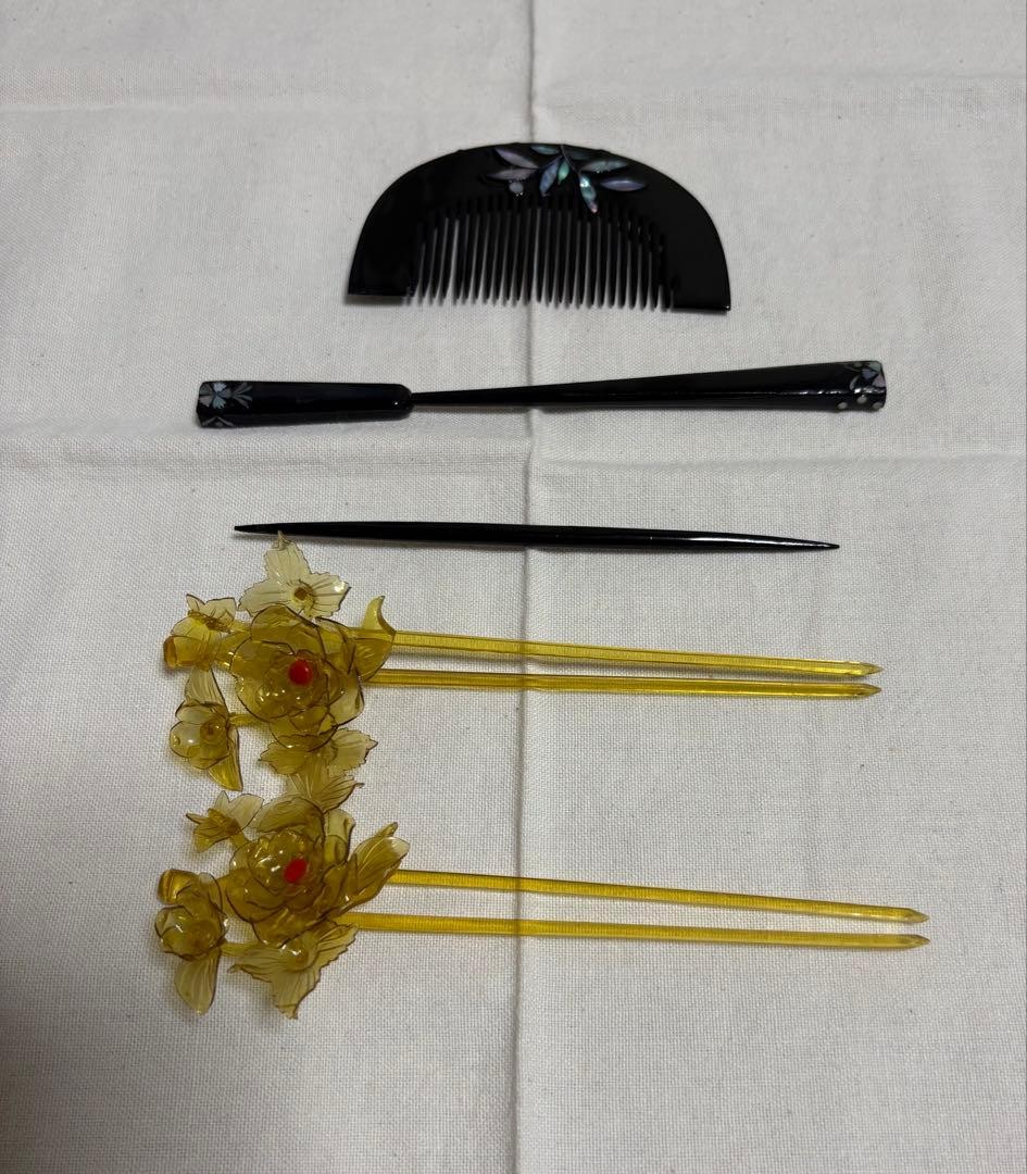 Vintage Japanese Kanzashi Hairpin Comb 5pc Set Traditional Kimono Hair Vintage Japanese Kanzashi Hairpin Comb 5pc Set Traditional Kimono Hair