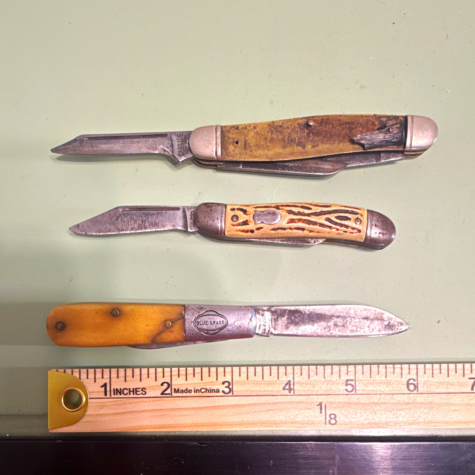 Camillus Vintage 1946 Pocketknife Bone Handle Slipjoint Steel Clip Point w/Nail