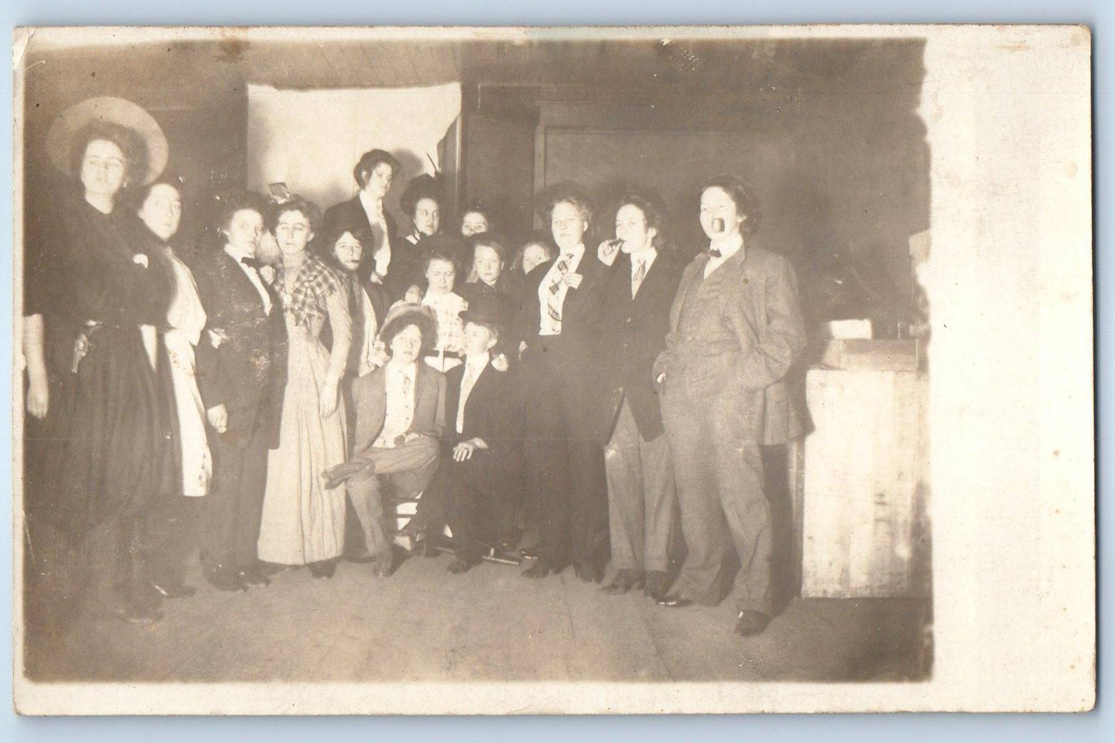 c1910\'s Crossdressing Smoking Women Party Costumes RPPC Photo Antique Postcard c1910\'s Crossdressing Smoking Women Party Costumes RPPC Photo Antique Postcard