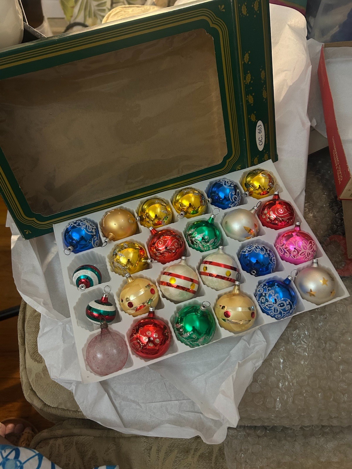 Vintage Kurt S. Adler Kringle Glass Christmas Ornaments Set of 24 Old Stock