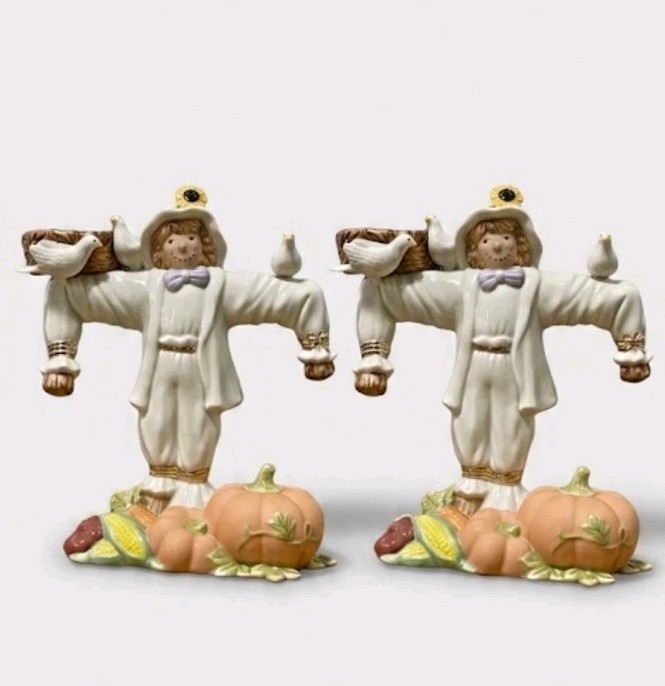 Lenox Occasions Scarecrow Candle Stand Porcelain Set of 2 New in Original Boxes Lenox Occasions Scarecrow Candle Stand Porcelain Set of 2 New in Original Boxes