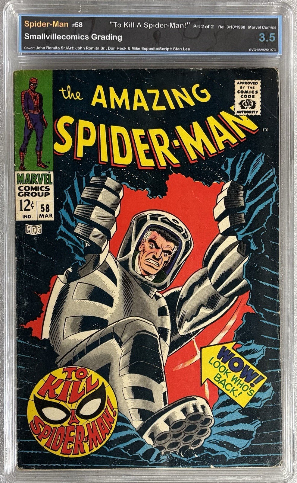 Amazing Spider-Man #58/ 3/1968 Ka-Zar, Zabu, Spid-Slayer Apps Graded 3.5 🤗 Amazing Spider-Man #58/ 3/1968 Ka-Zar, Zabu, Spid-Slayer Apps Graded 3.5 🤗