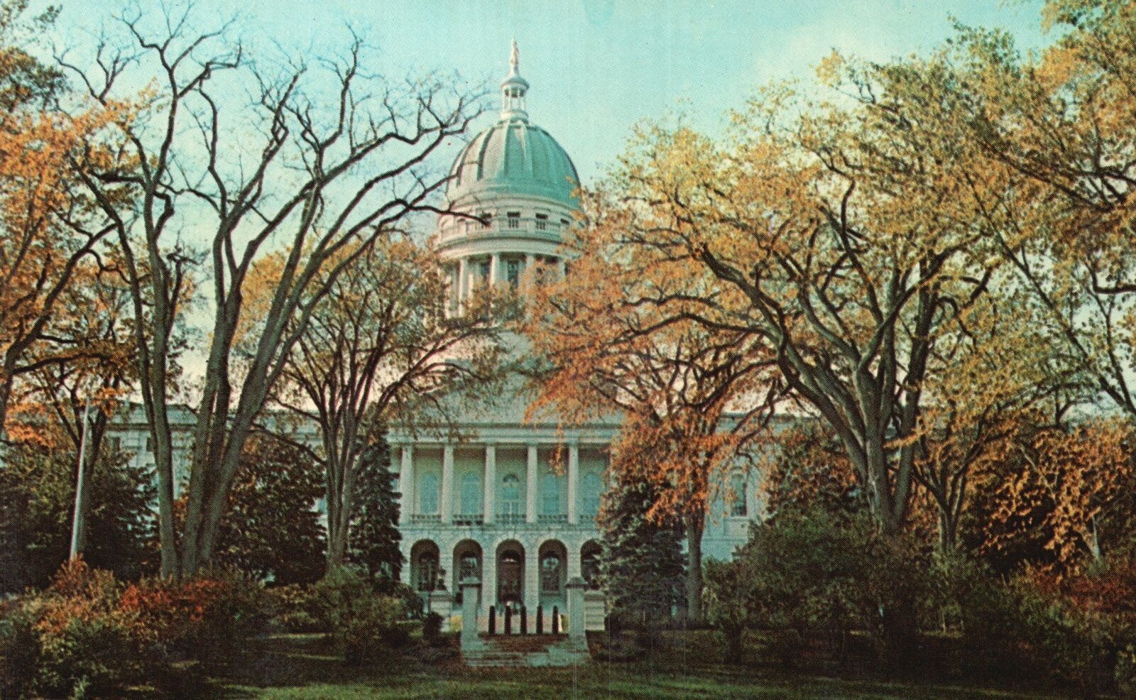 Vintage Postcard State Capitol Majestic Oaks & Elms Kennebec River Augusta Maine Vintage Postcard State Capitol Majestic Oaks & Elms Kennebec River Augusta Maine