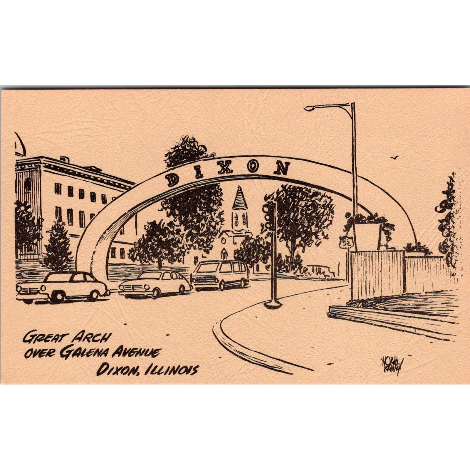 Great Arch Over Galena Avenue in Dixon IL Vintage Postcard SPZ7