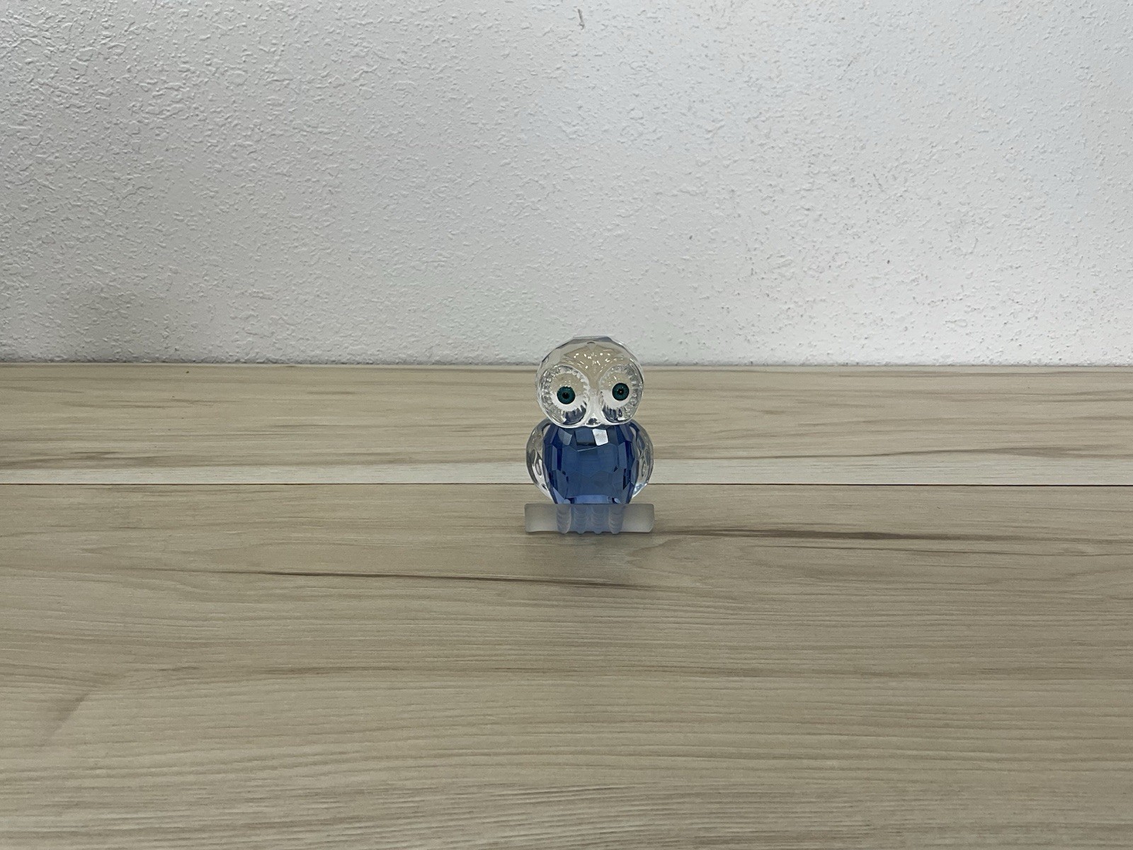 Crystal Owl Figurine Blue Faceted Glass Mini Bird Collectible